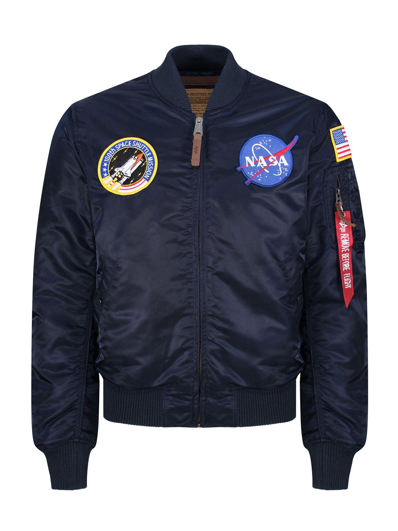 Alpha Industries MA-1 VF NASA Bomber Jacket - Navy | very.co.uk