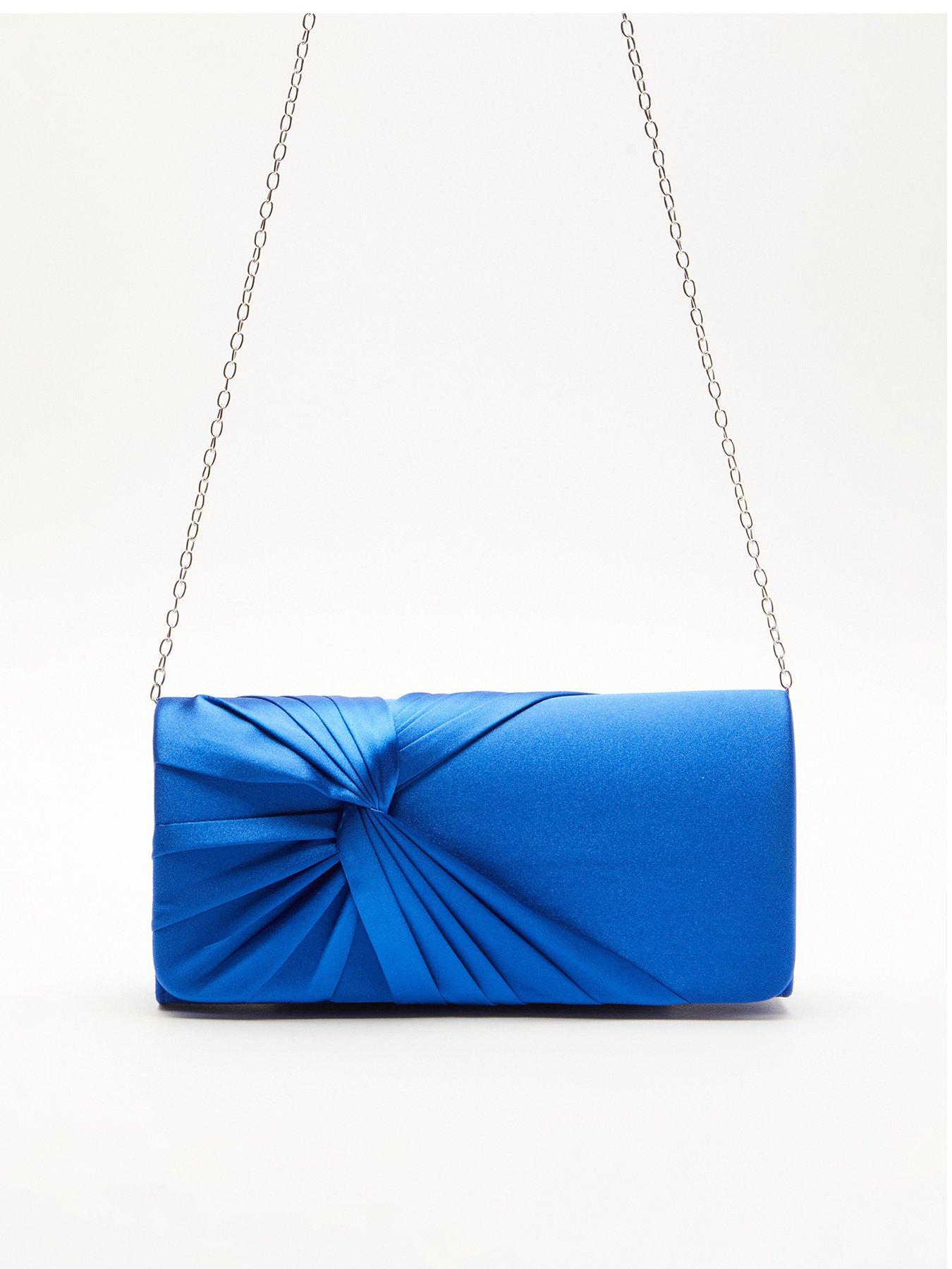 Quiz Royal Blue Satin Twist Clutch Bag very