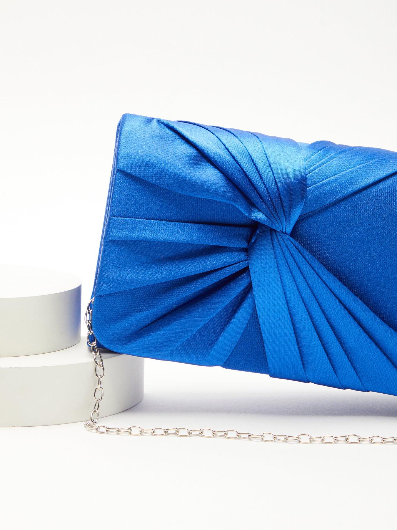 Royal blue satin clutch sale bag