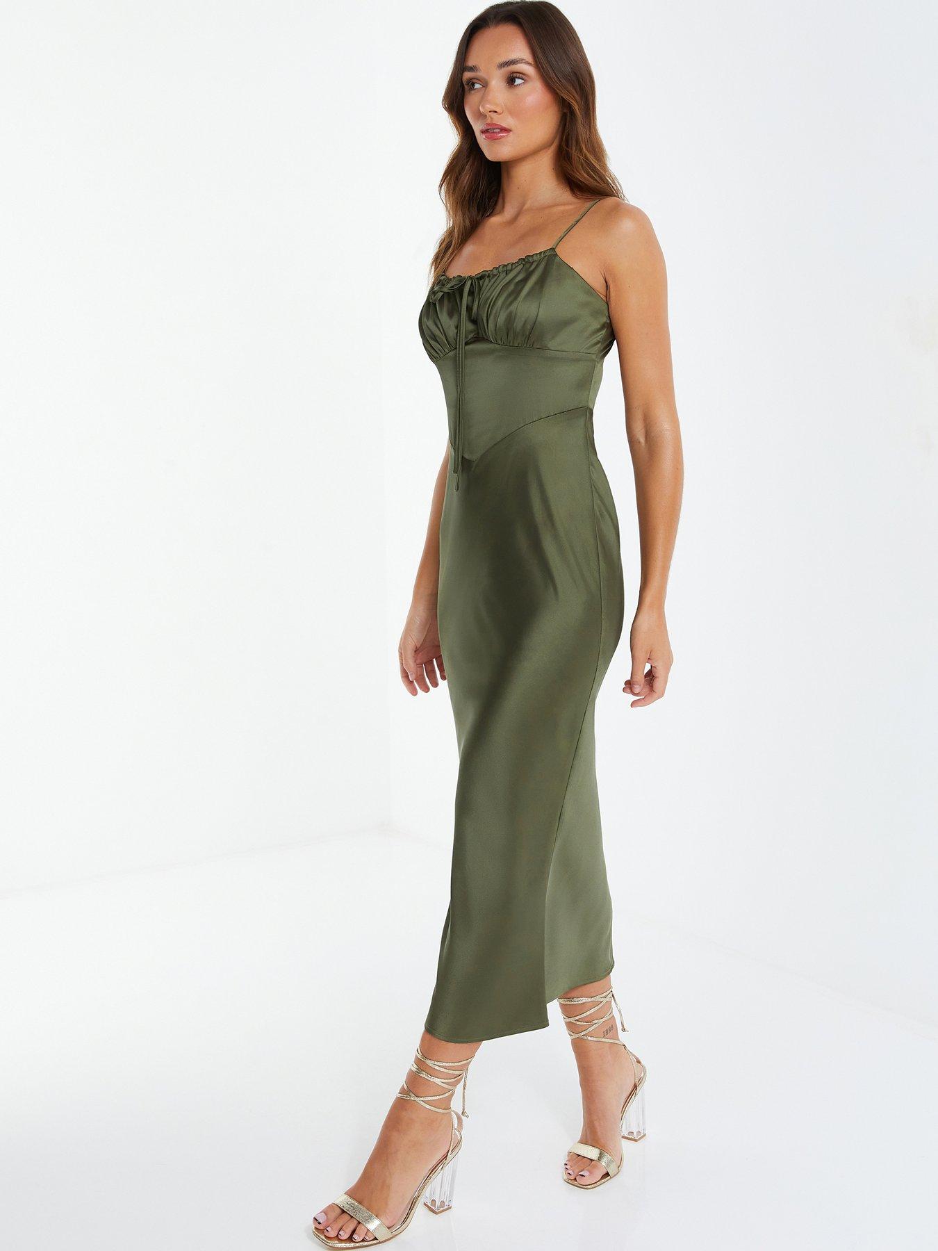 Khaki satin outlet dress