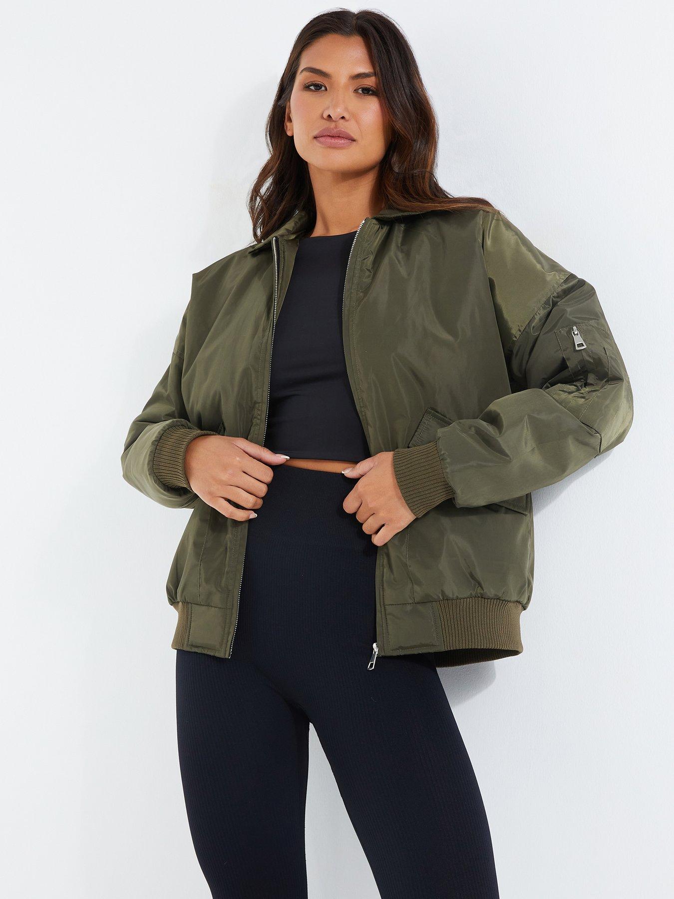 Oversized khaki outlet bomber jacket