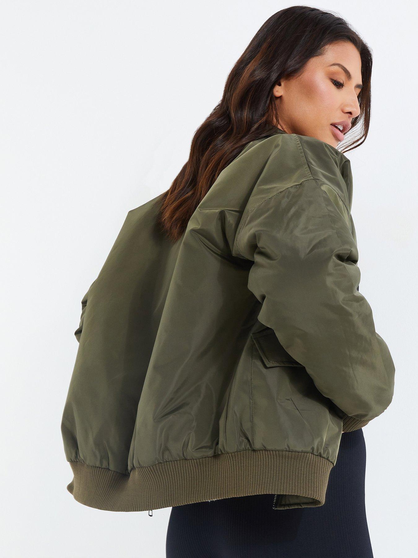 Quiz Khaki Oversized Bomber Jacket | very.co.uk