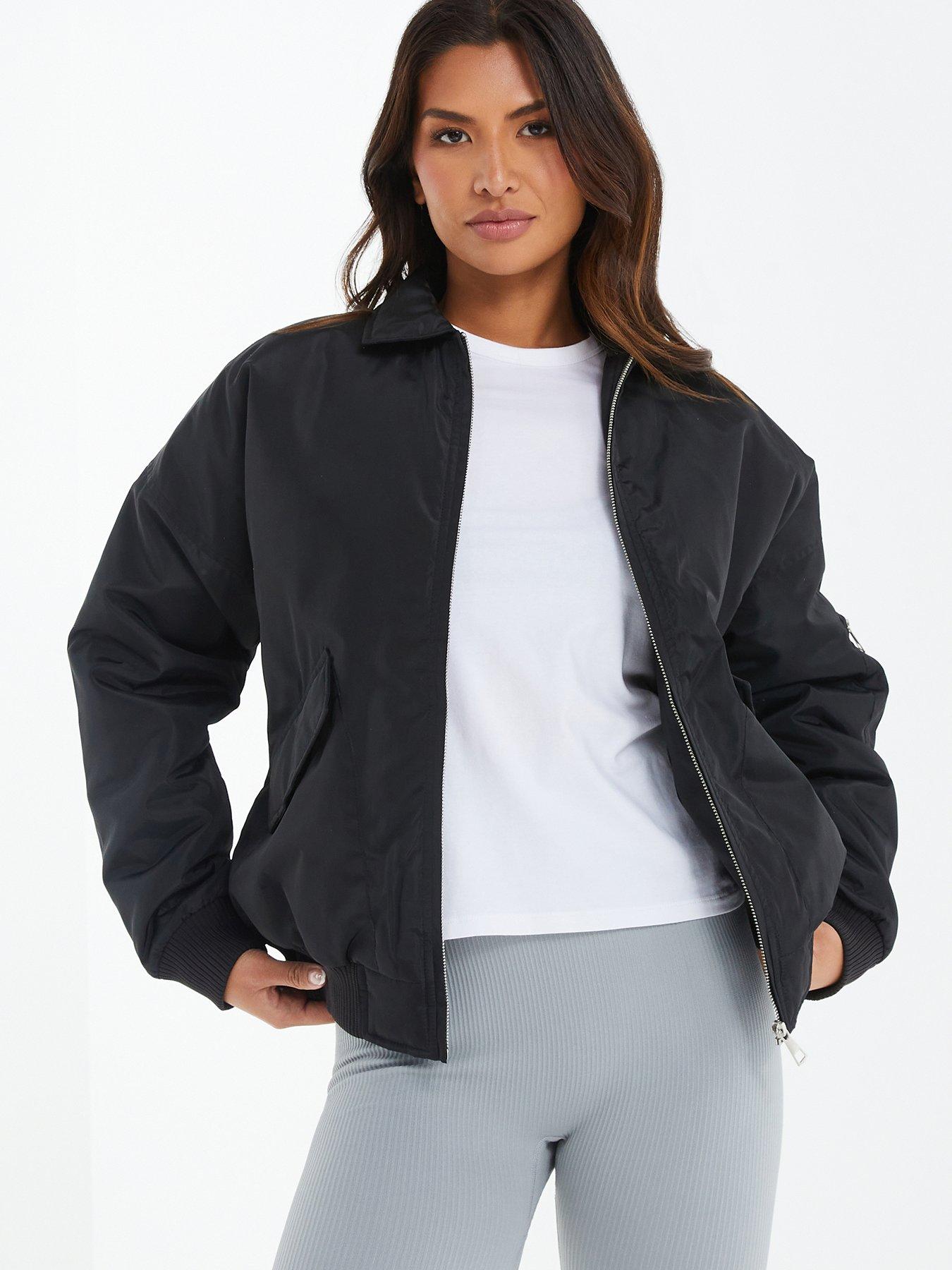 Plain black bomber outlet jacket womens