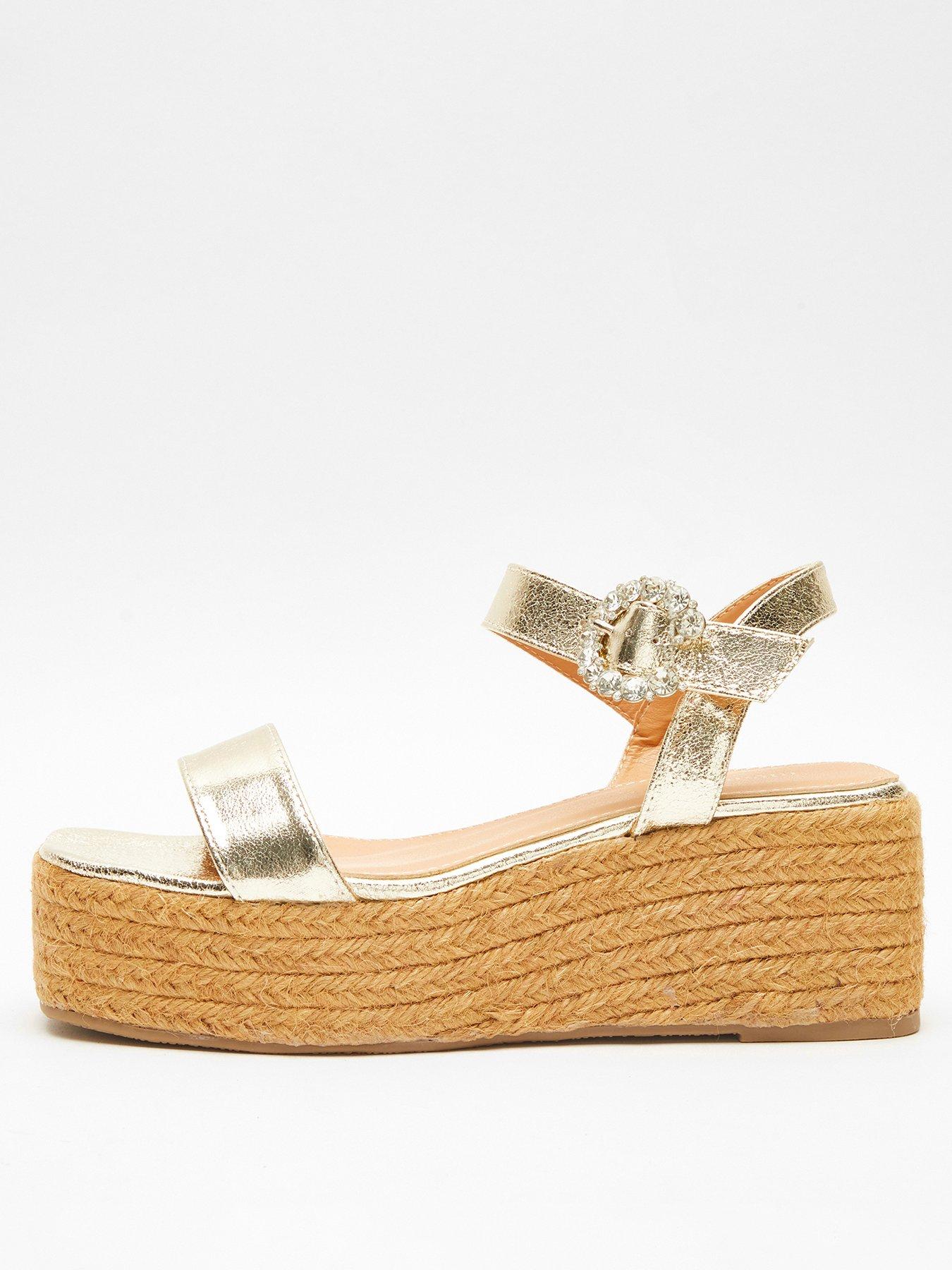 Gold flatform sandals on sale uk