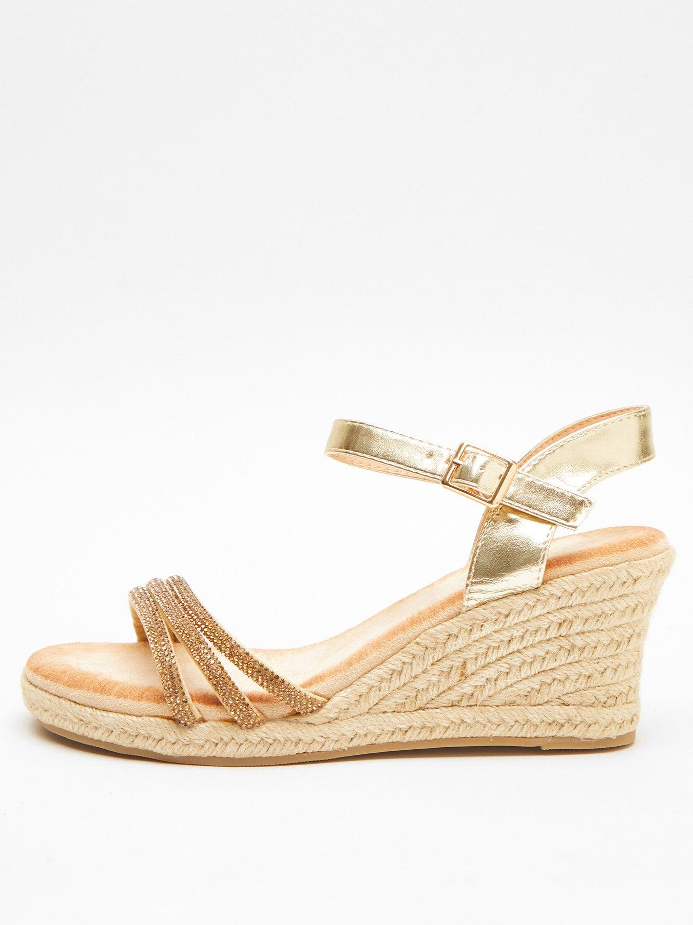 Gold deals diamante wedges