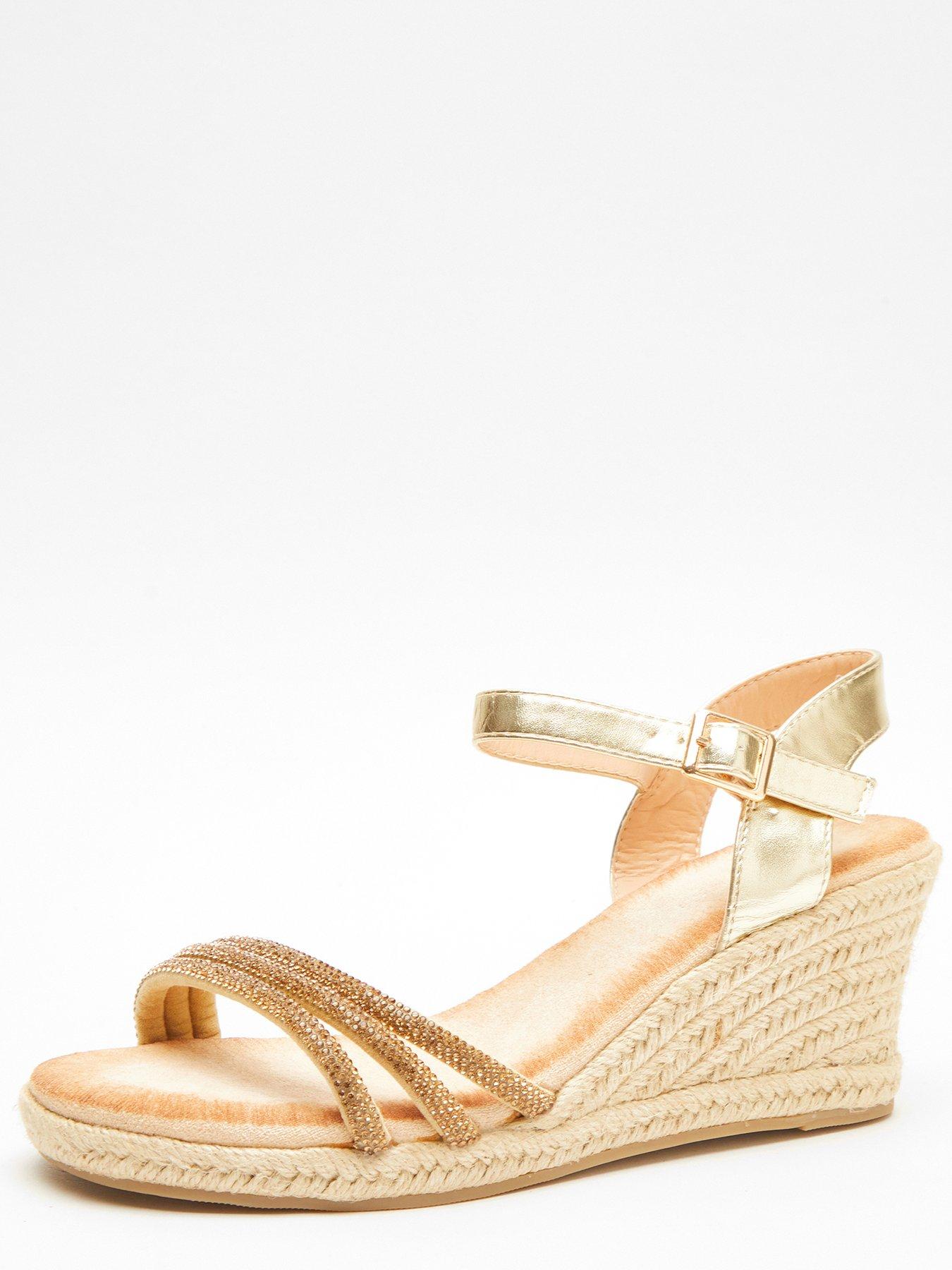 Gold diamante sale wedges