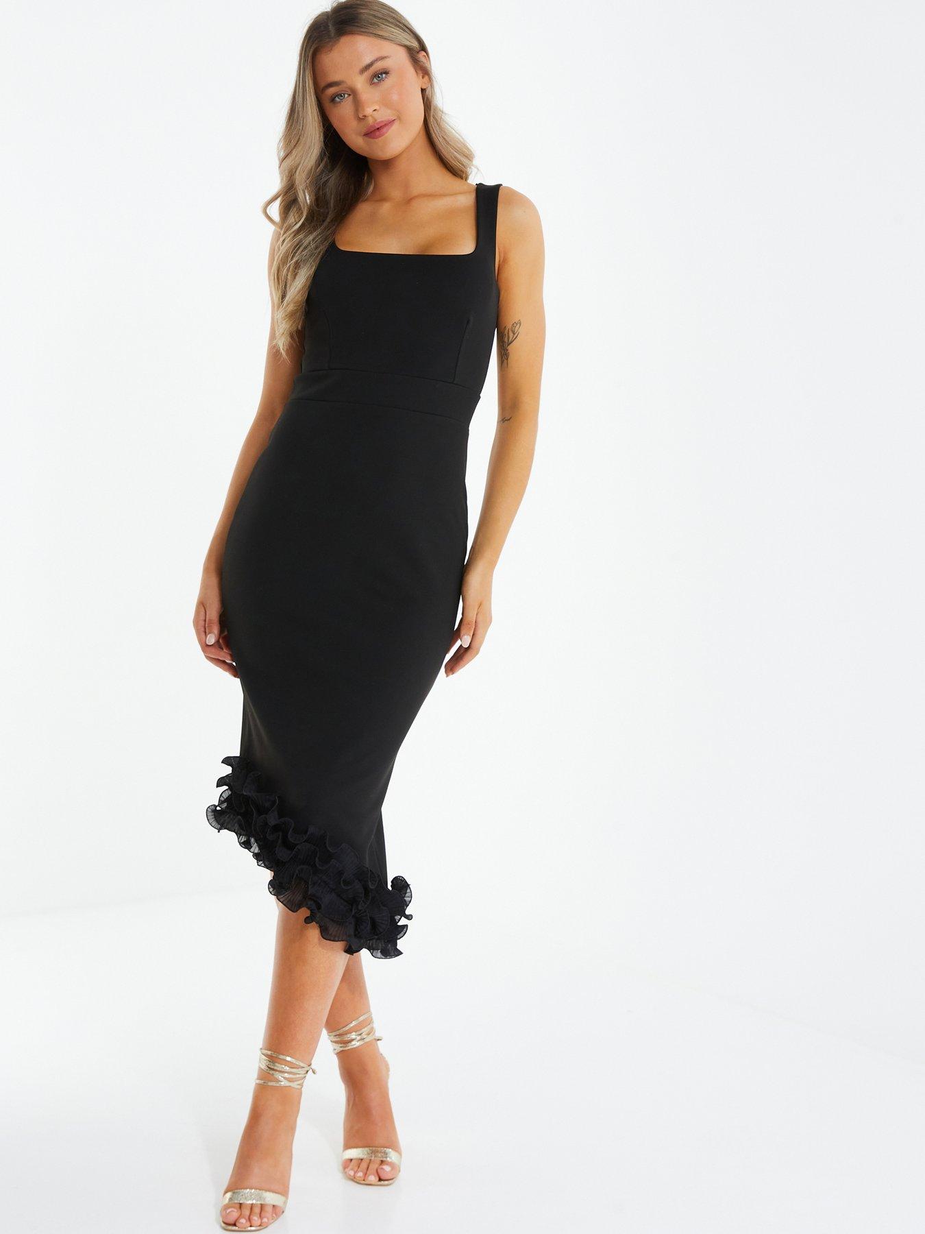 Quiz black frill hot sale dress