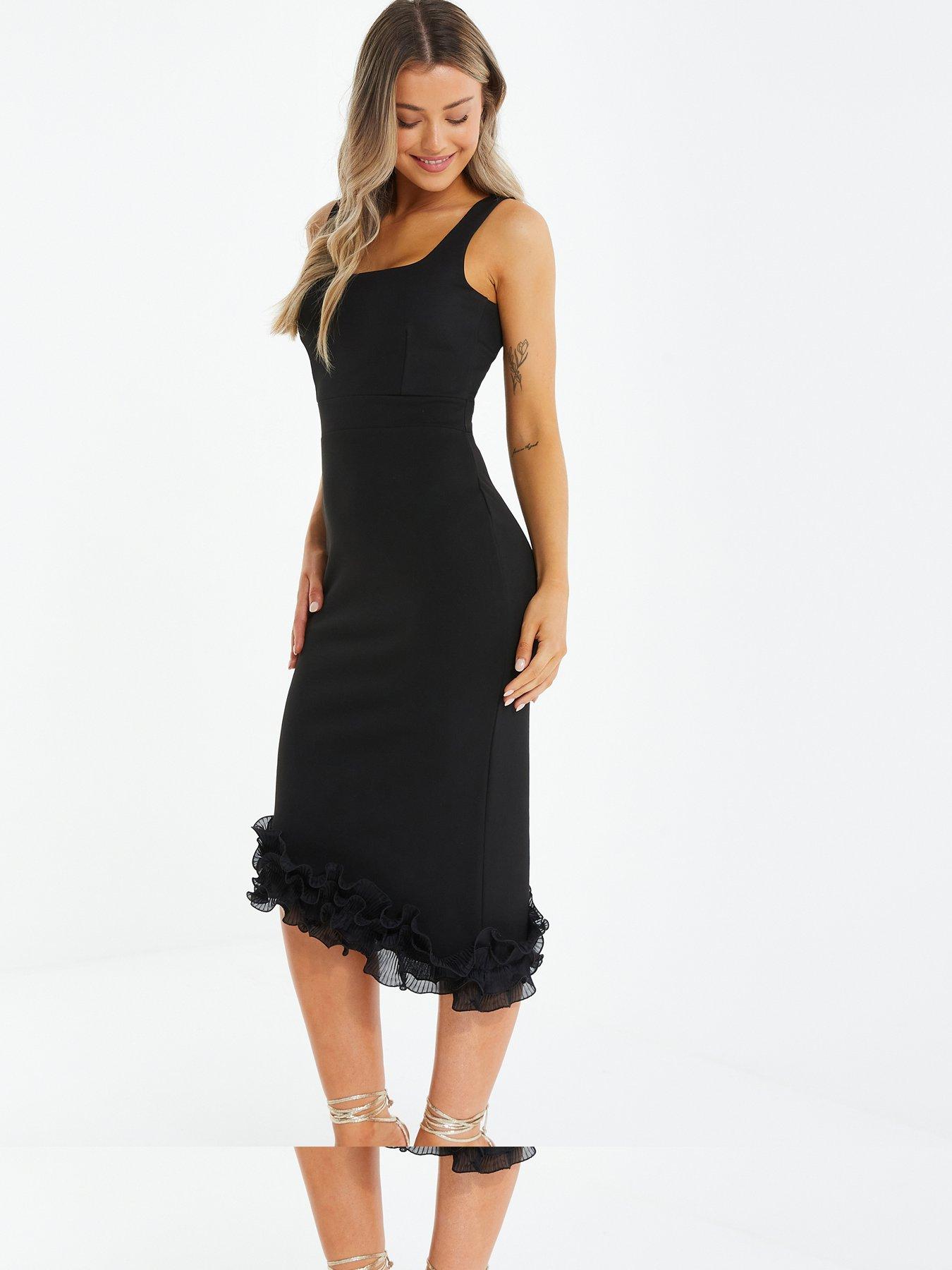 Frill hem black dress best sale