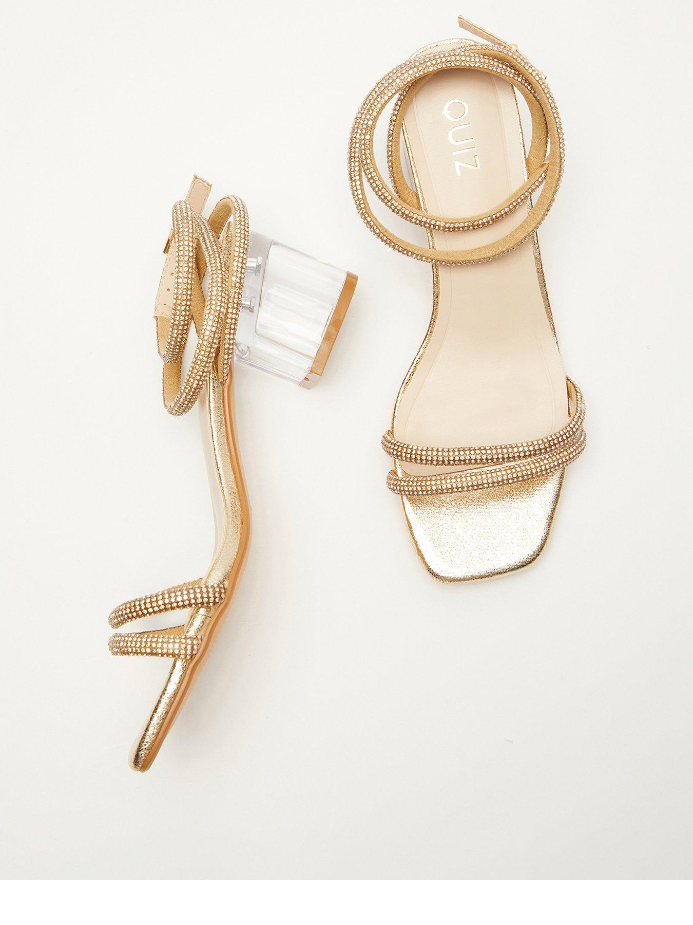 clear low block heel sandals