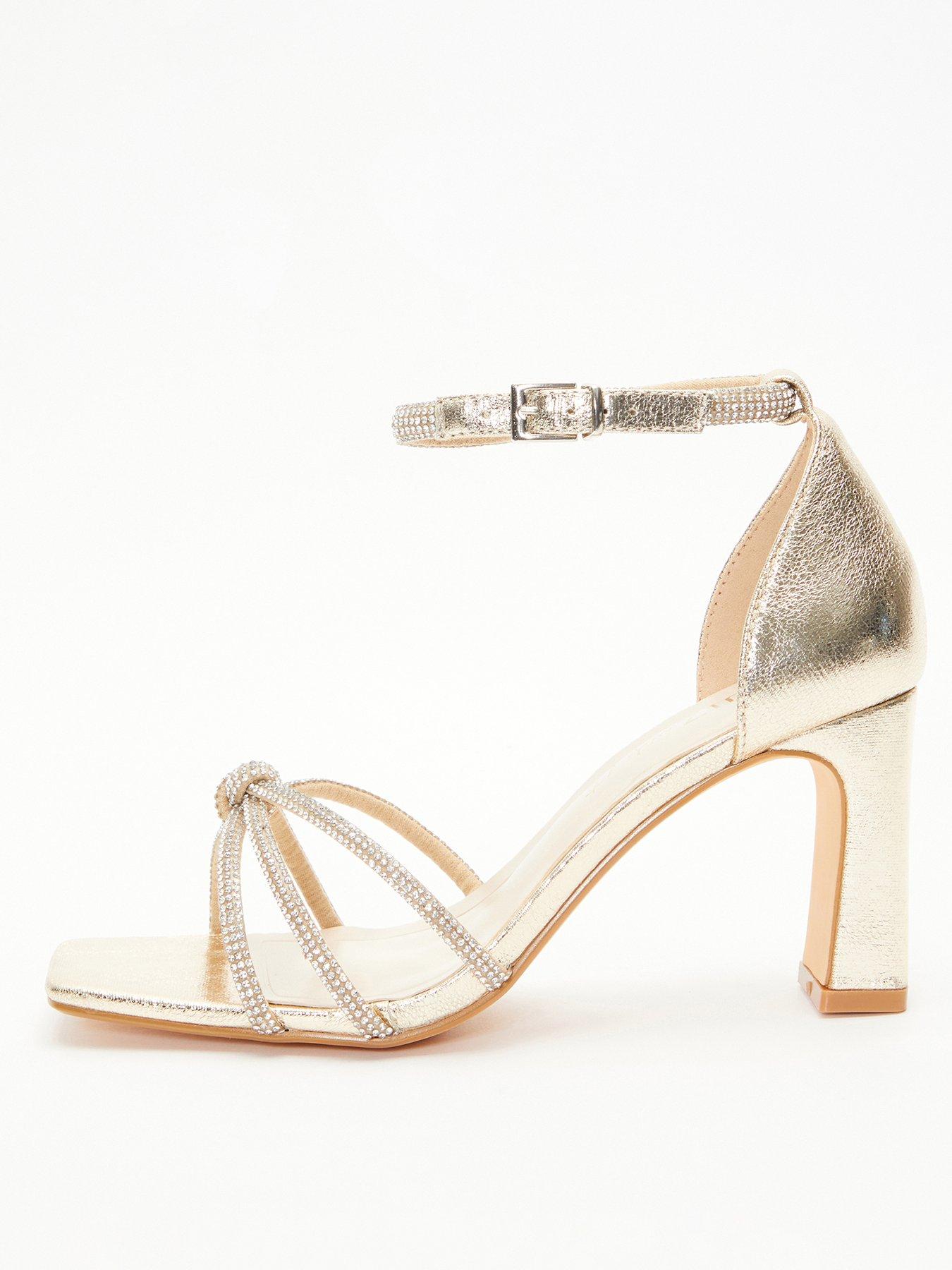 Gold block heel shop sandals wide fit