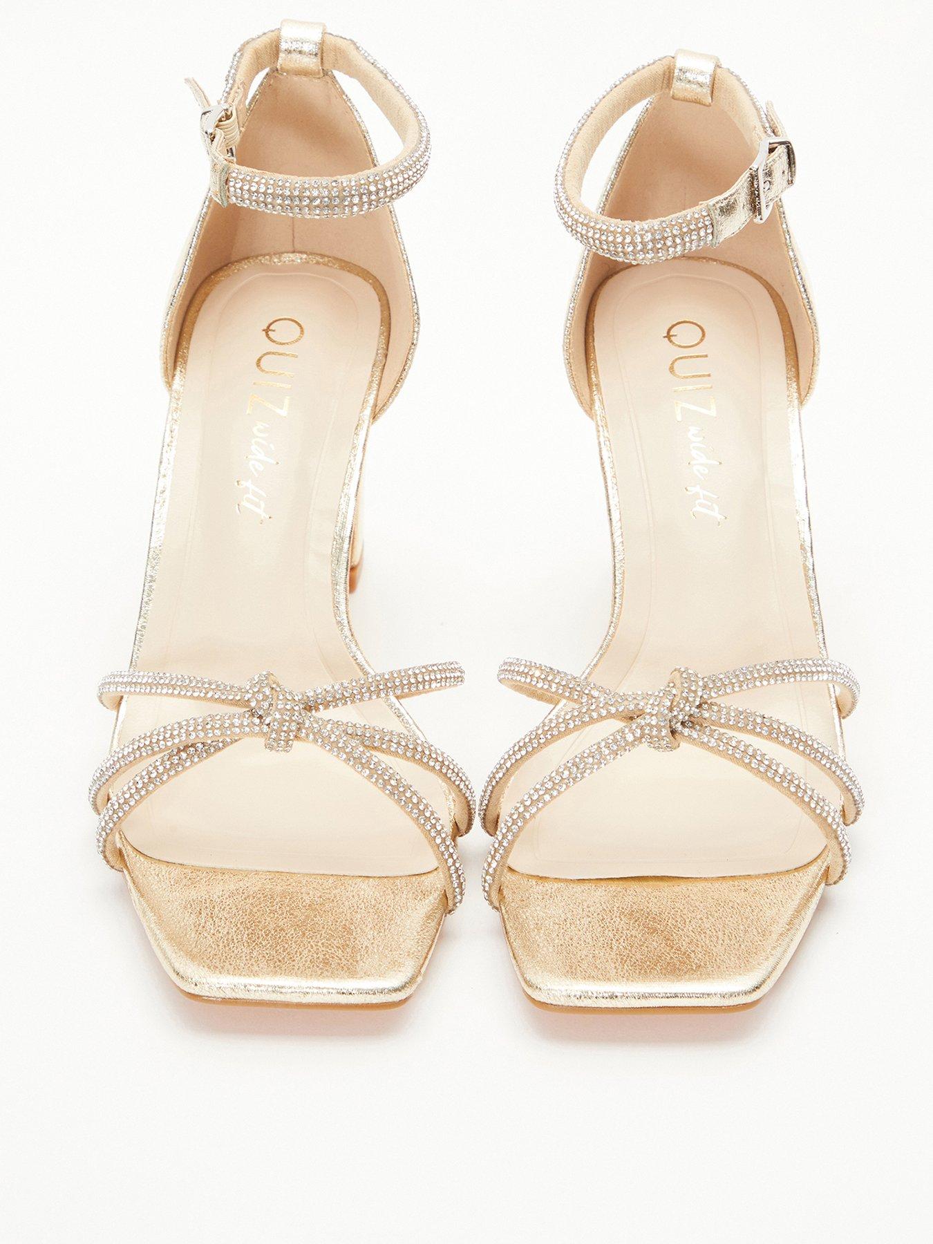 Gold strappy heels wide on sale fit