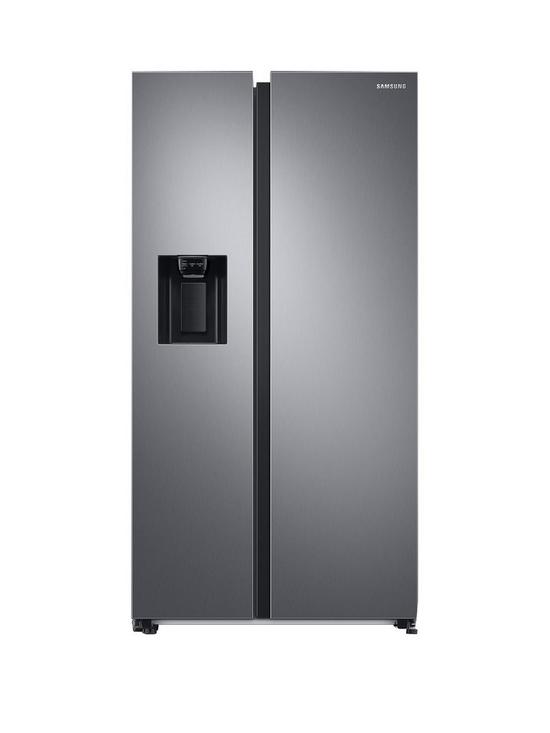 front image of samsung-rs8000nbsprs68cg882es9eunbsp8-series-american-style-fridge-freezer-with-spacemax-technology-e-rated-silver