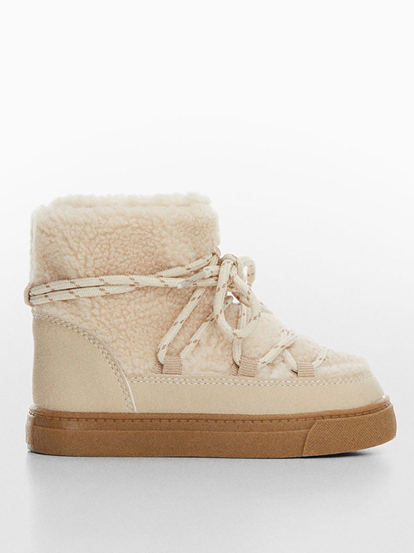 Mango Younger Girls Faux Fur Ankle Boots - Cream | very.co.uk