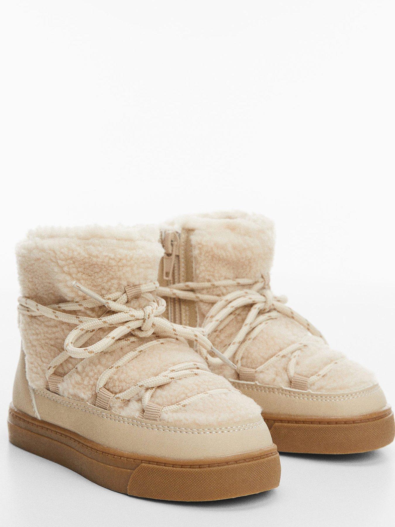 Mango Younger Girls Faux Fur Ankle Boots - Cream | very.co.uk