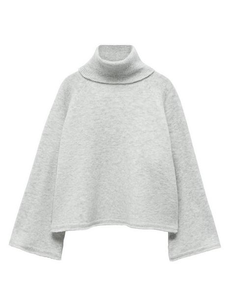 mango-girls-oversized-knitted-roll-neck-jumper-grey