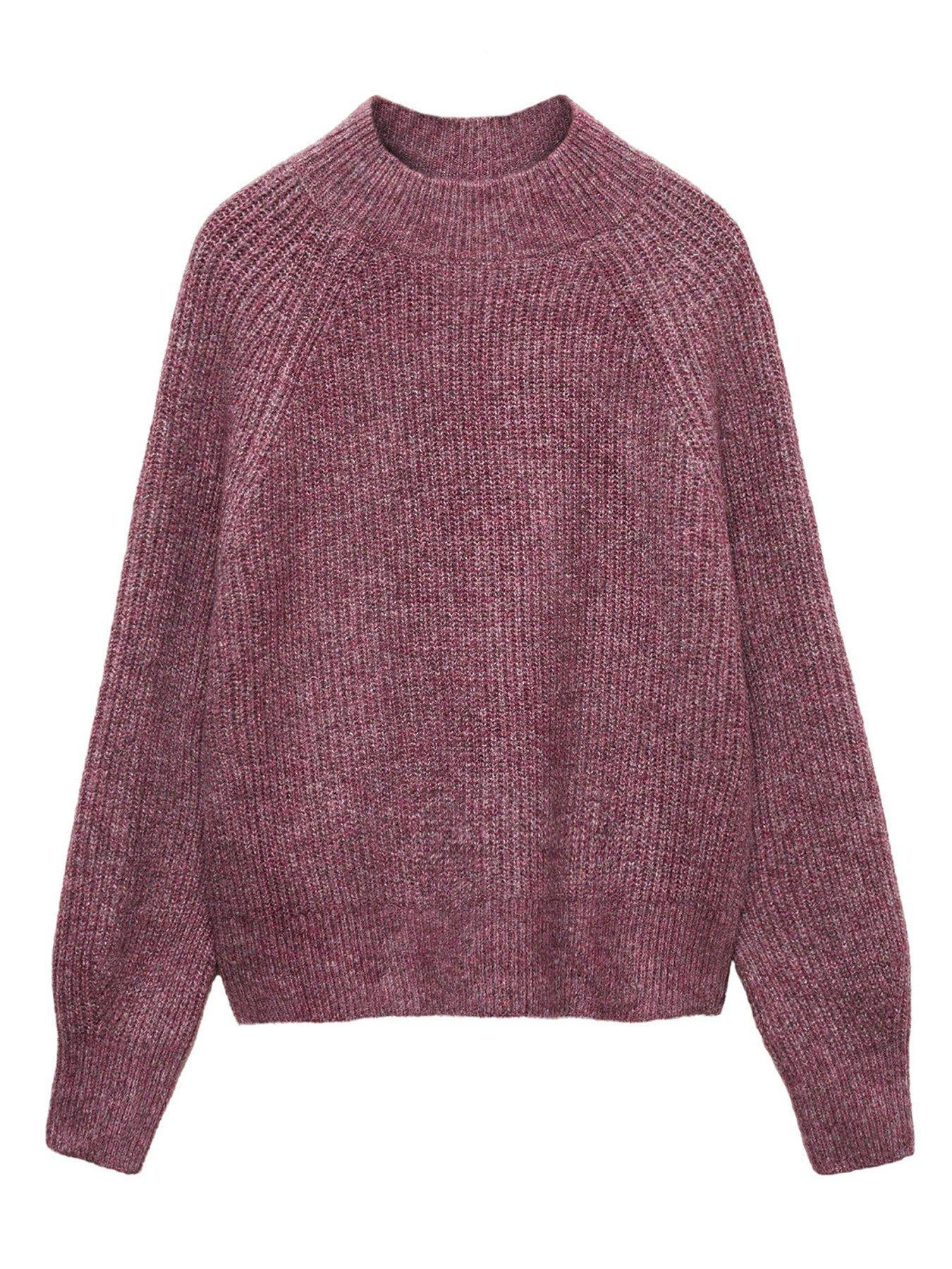 Mango Girls Knitted High Neck Jumper Purple Very