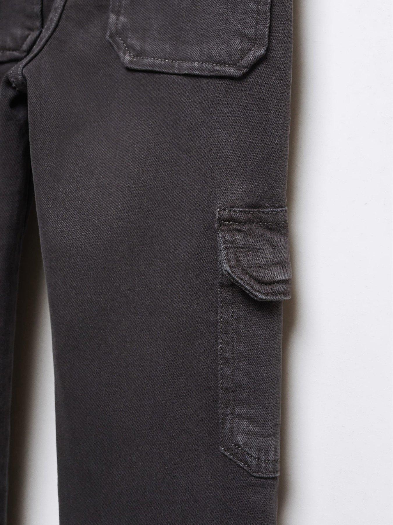 Mango Girls Flared Cargo Trousers - Dark Grey