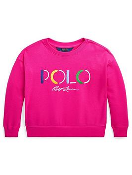 Ralph Lauren Girls Polo Graphic Sweat Top - Bright Pink