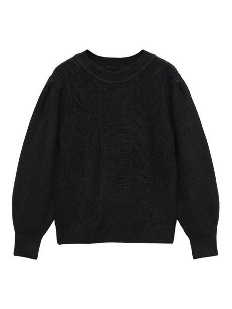 mango-girls-cable-knitted-jumper-black