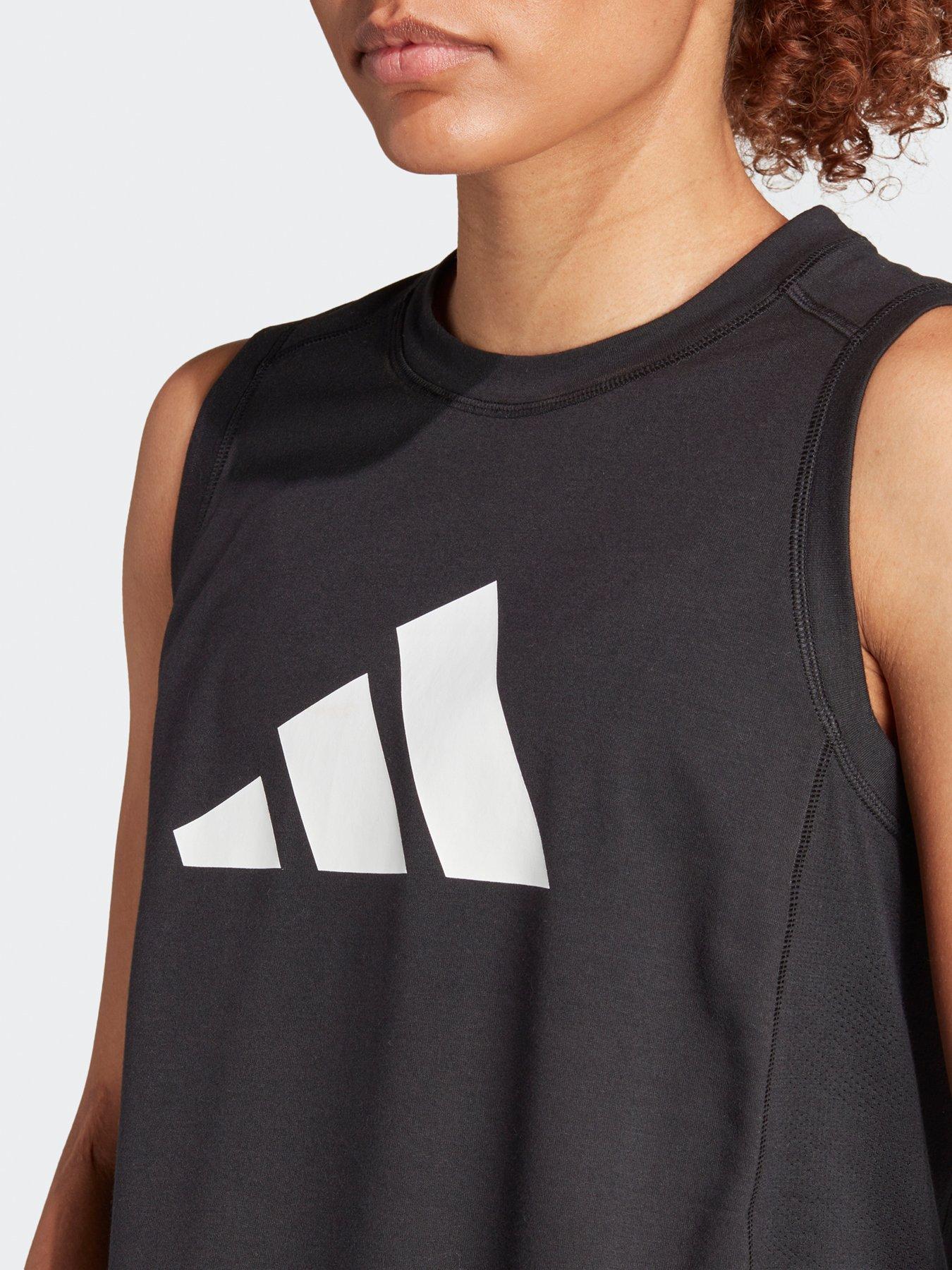 Image 4 of 5 of adidas Womens Train Essentials Logo Tank - Black - Black/White