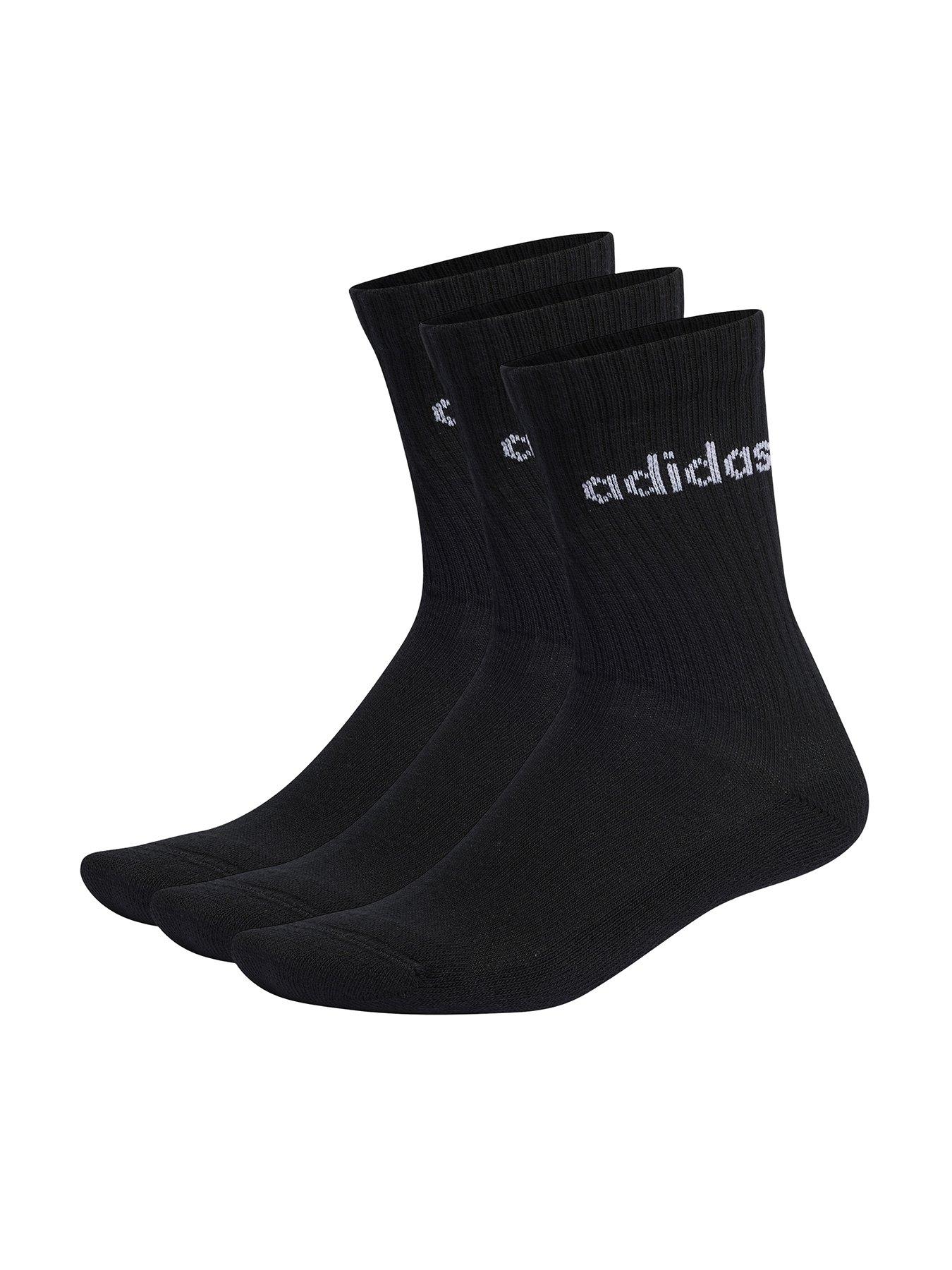 undefined Unisex 3 Pack Cushioned Linear Crew Socks - Black