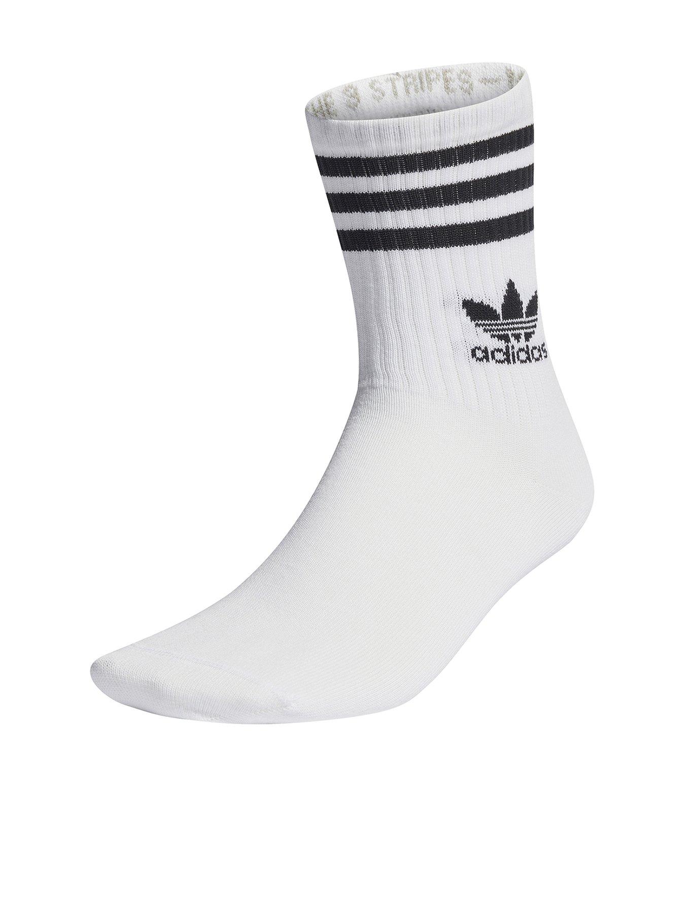 Image 1 of 2 of adidas Originals Unisex 3 Pack 3 Stripes Crew Socks - White