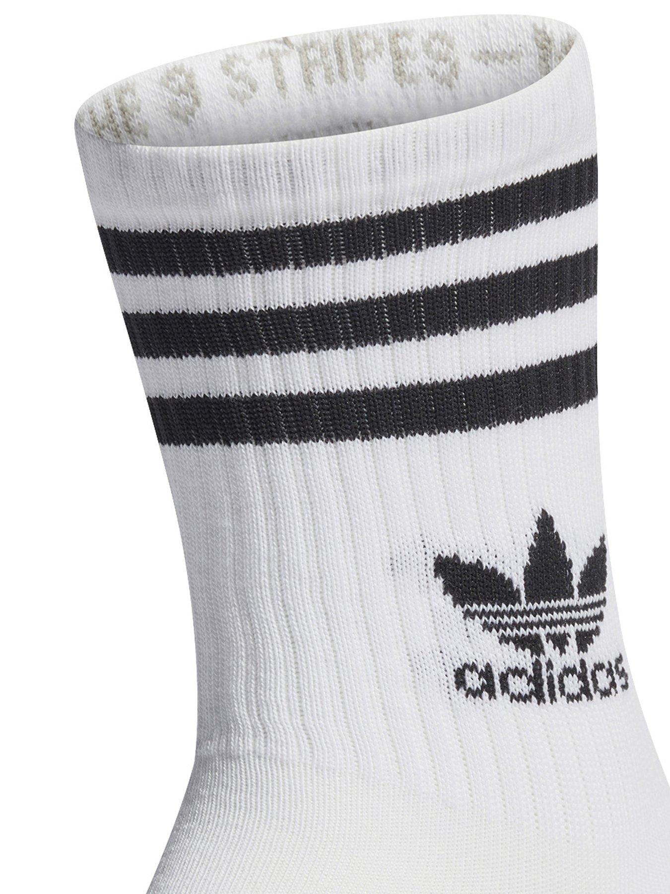 Image 2 of 2 of adidas Originals Unisex 3 Pack 3 Stripes Crew Socks - White