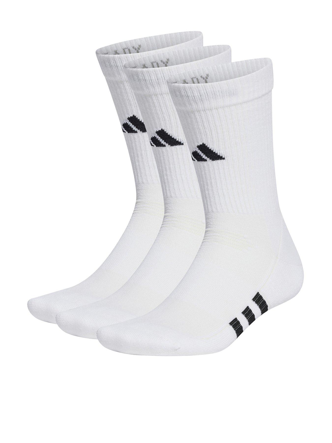adidas Mens Training Cushioned Crew 3pack Socks - White, White, Size M, Men
