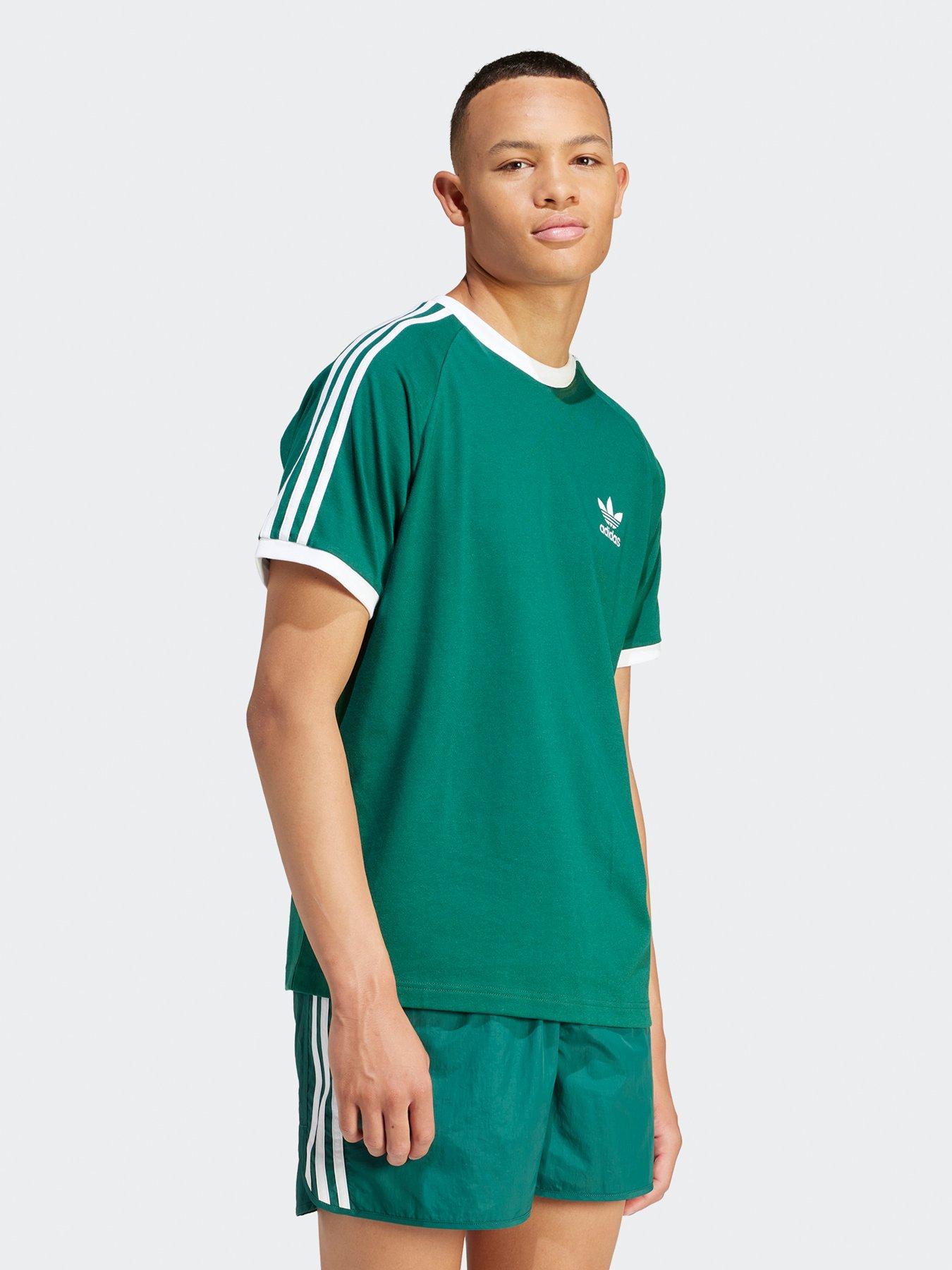 Adidas 3 stripe outlet t shirt mens green