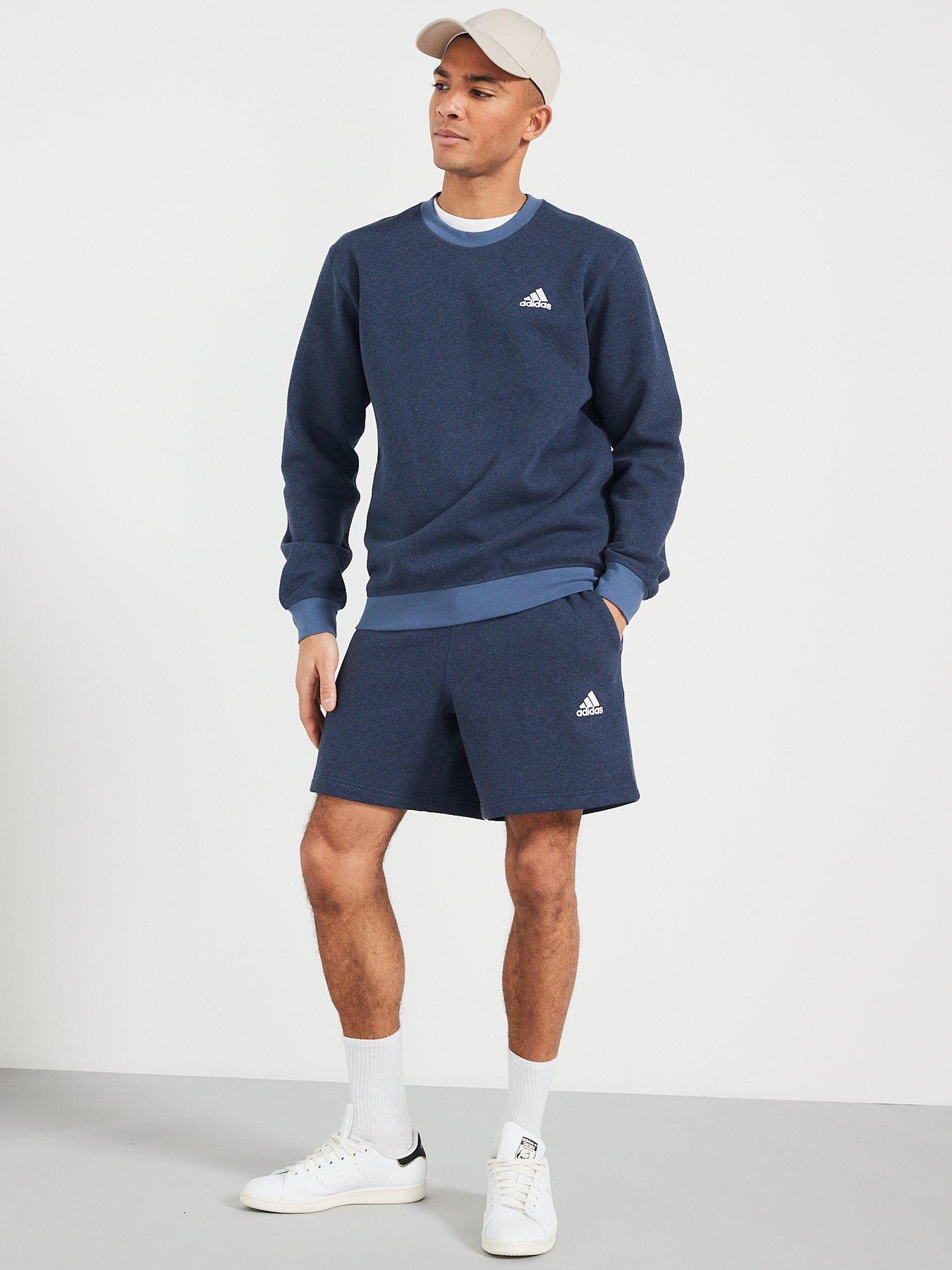 Image 3 of 6 of adidas Sportswear Mens Essentials Melange Shorts - Navy