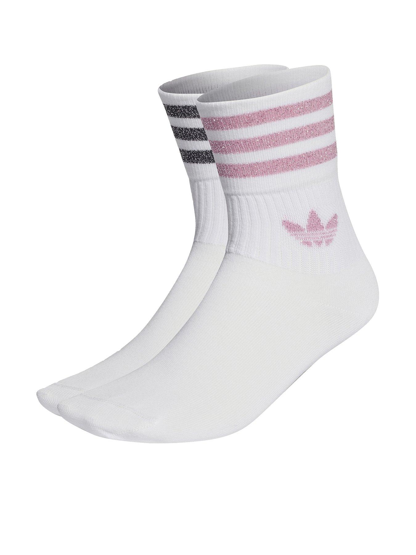adidas Originals Womens 2 Pack Glitter Crew Socks, Multi, Size 12.5-1, Women