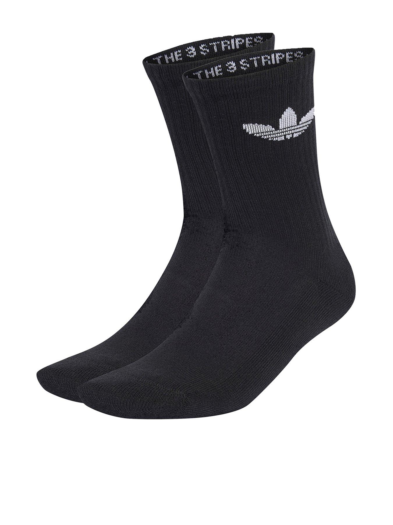 adidas Originals Unisex 3 Pack Trefoil Crew Cushion Socks - Black, Black, Size 2Xl, Men