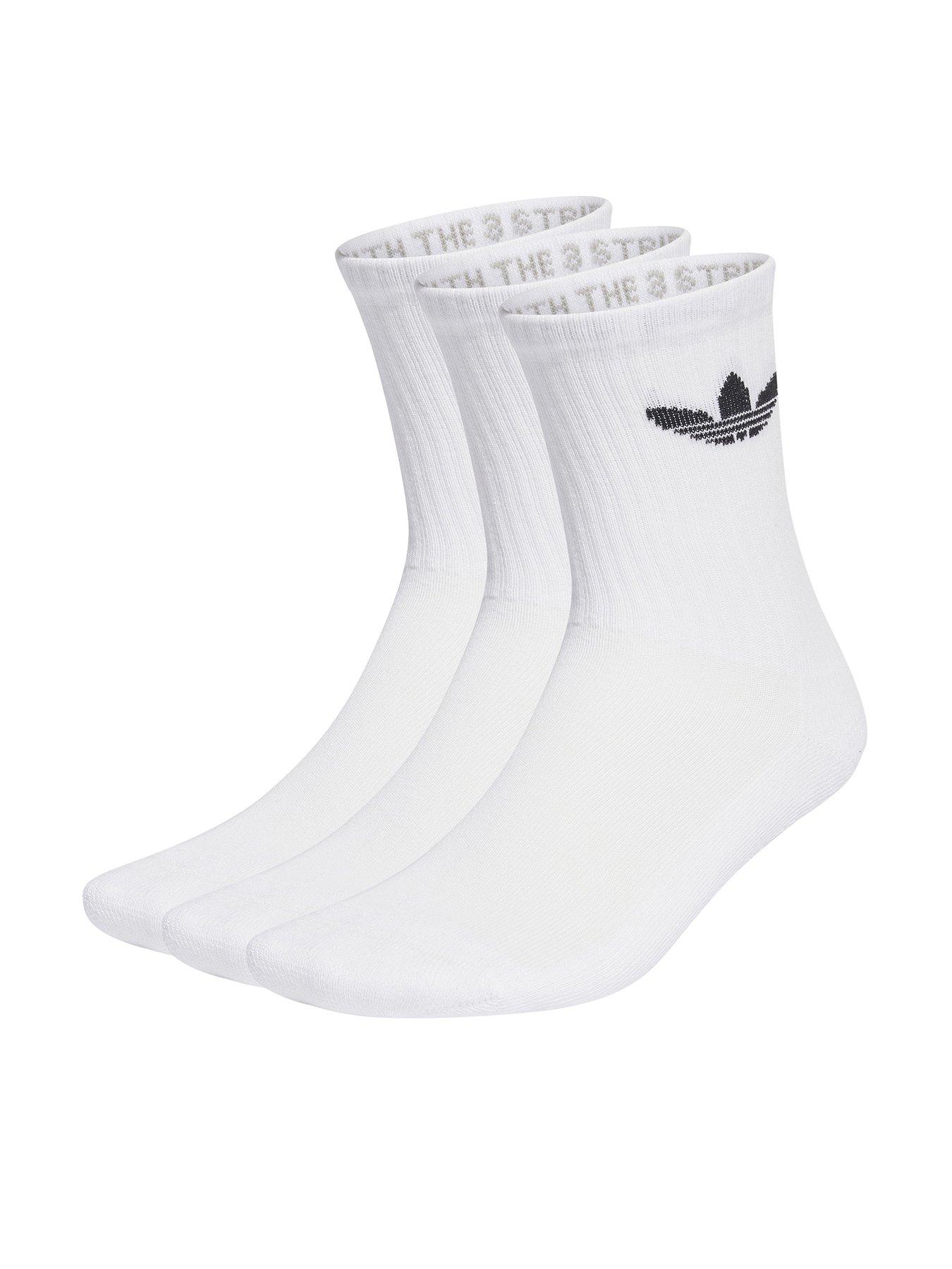 undefined Unisex 3 Pack Trefoil Crew Cushion Socks - White