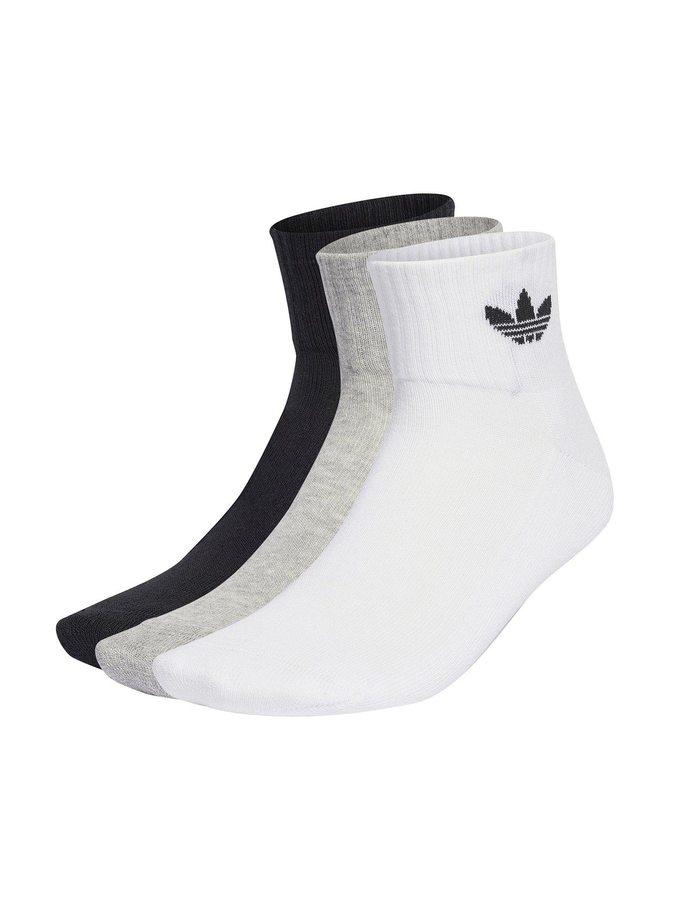 undefined Unisex 3 Pack Mid Ankle Socks - White/Grey/Black