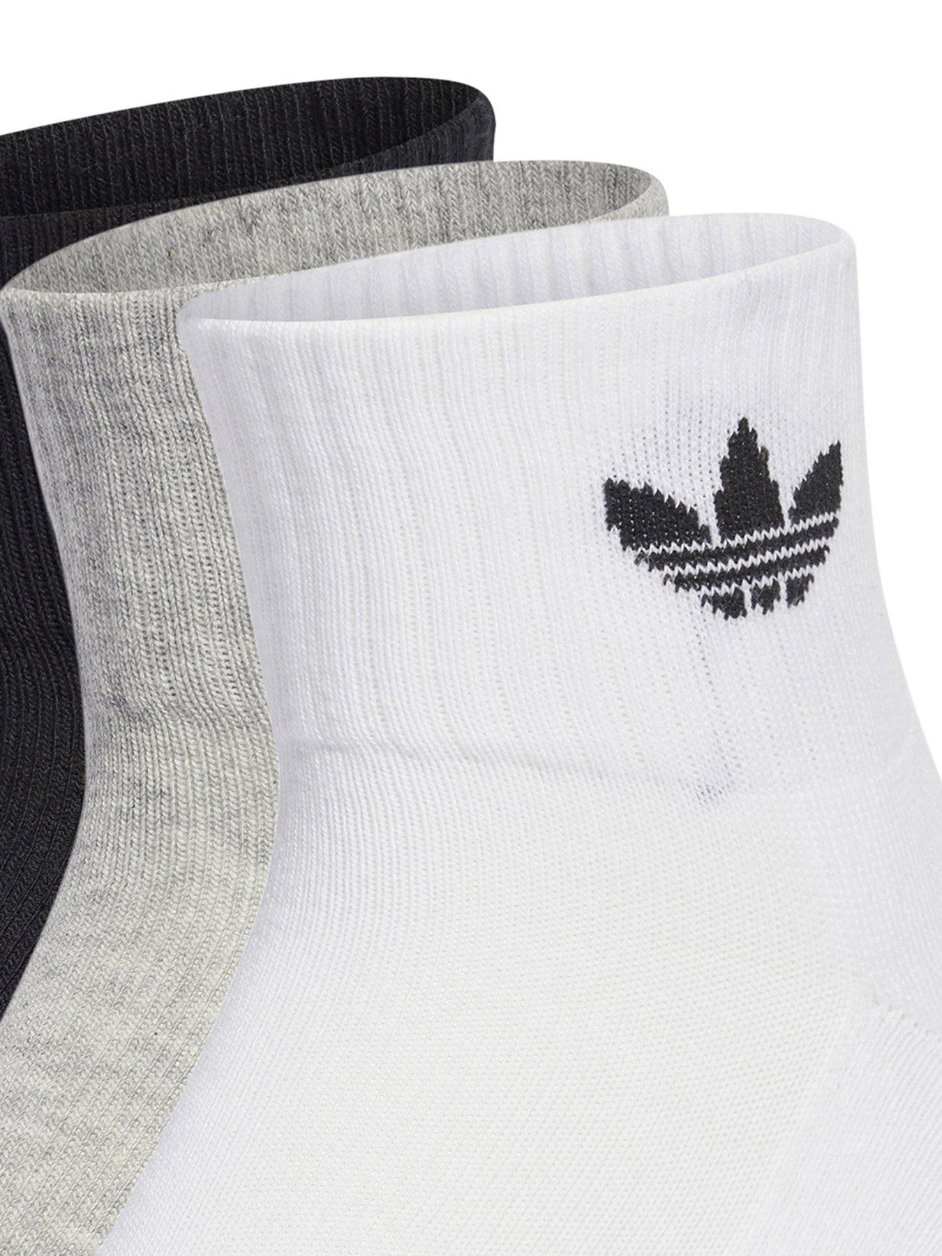 Image 2 of 2 of adidas Originals Unisex 3 Pack Mid Ankle Socks - White/Grey/Black