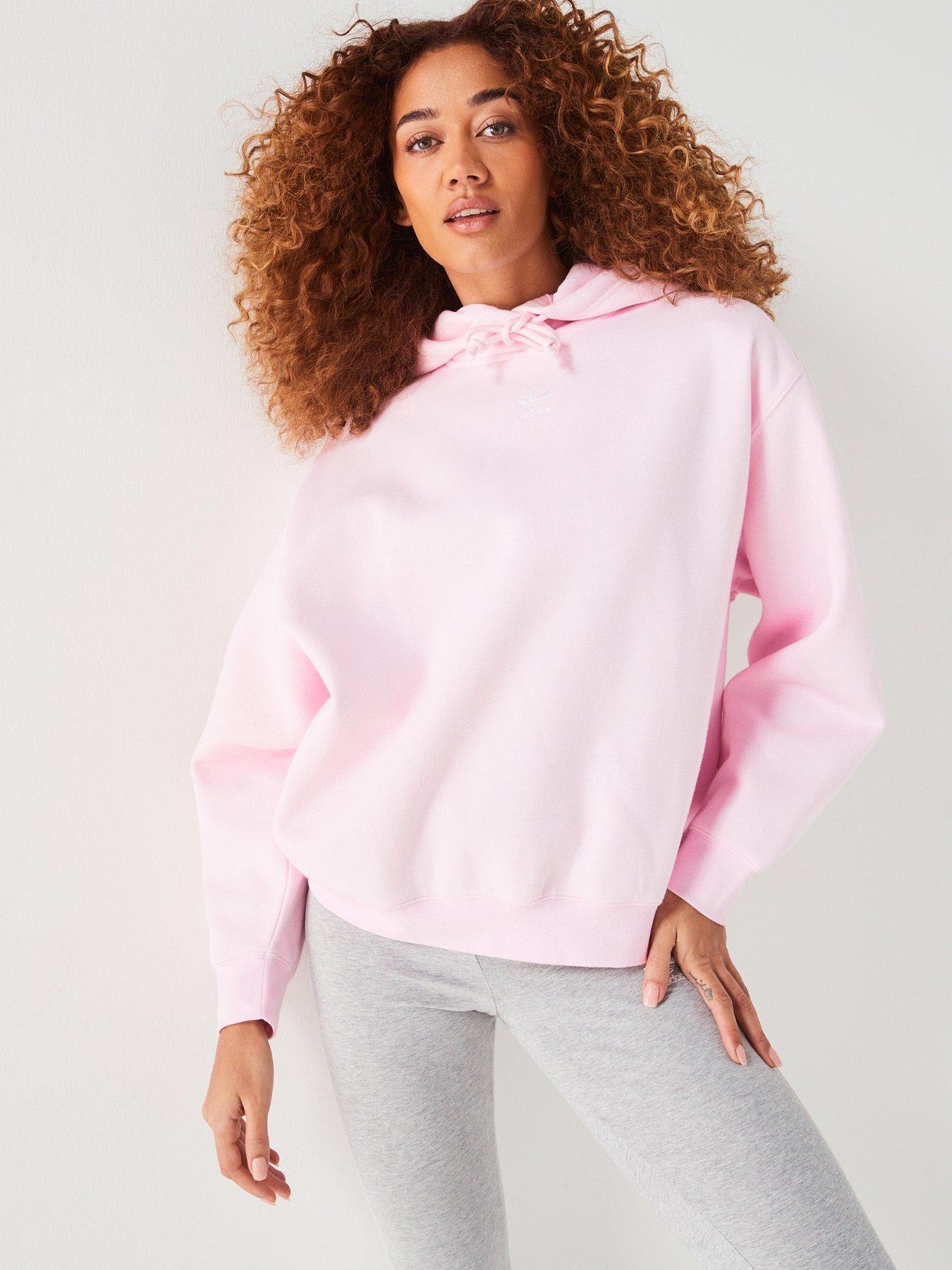 Adidas hoodie hot sale trefoil pink