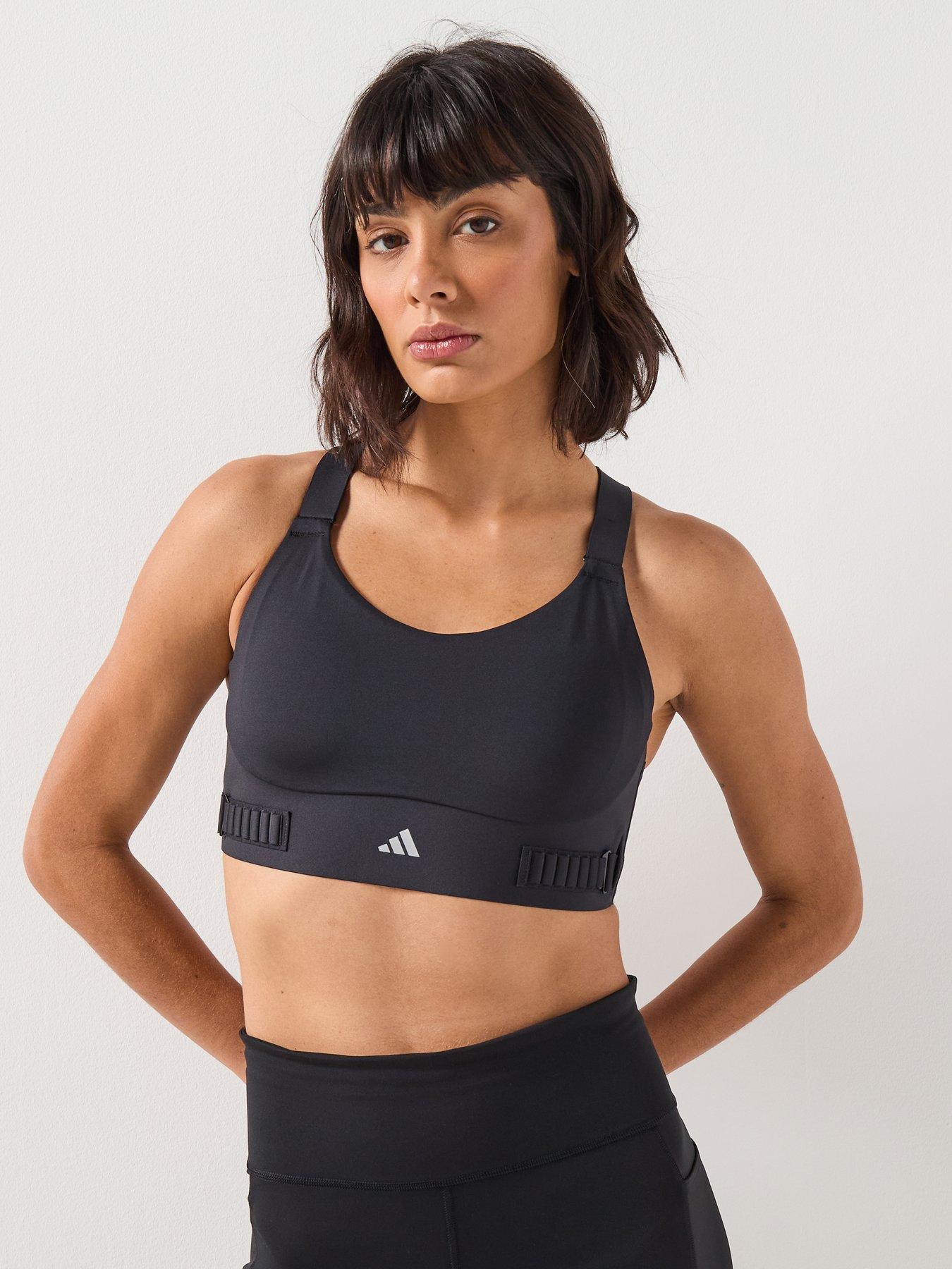 adidas Womens Running High Support Bra, Black, Size L, Women