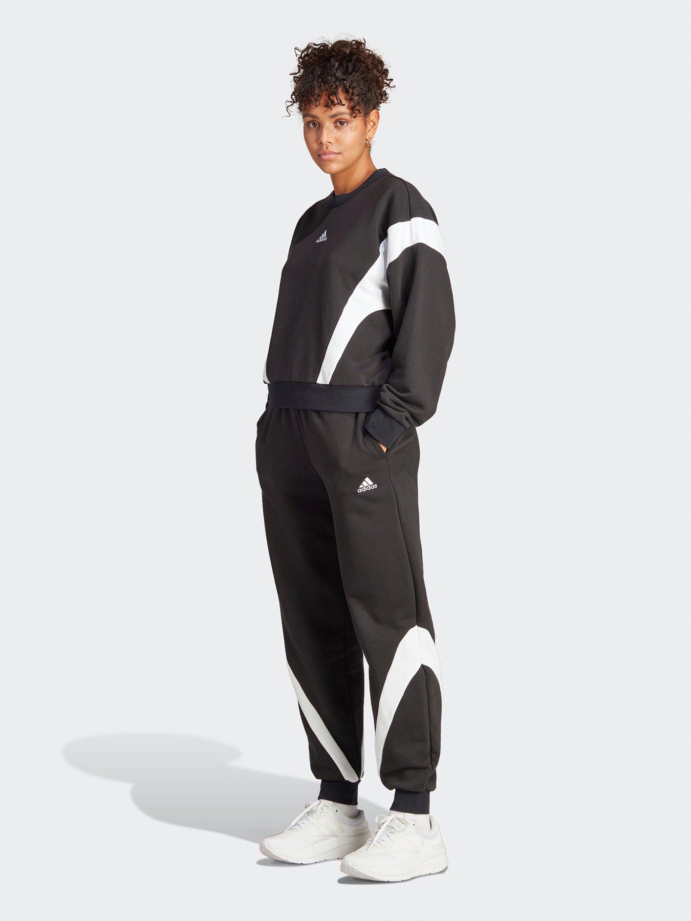 adidas Sportswear Womens Lazidays Crew And Jogger Tracksuit - Black, Black, Size Xl, Women