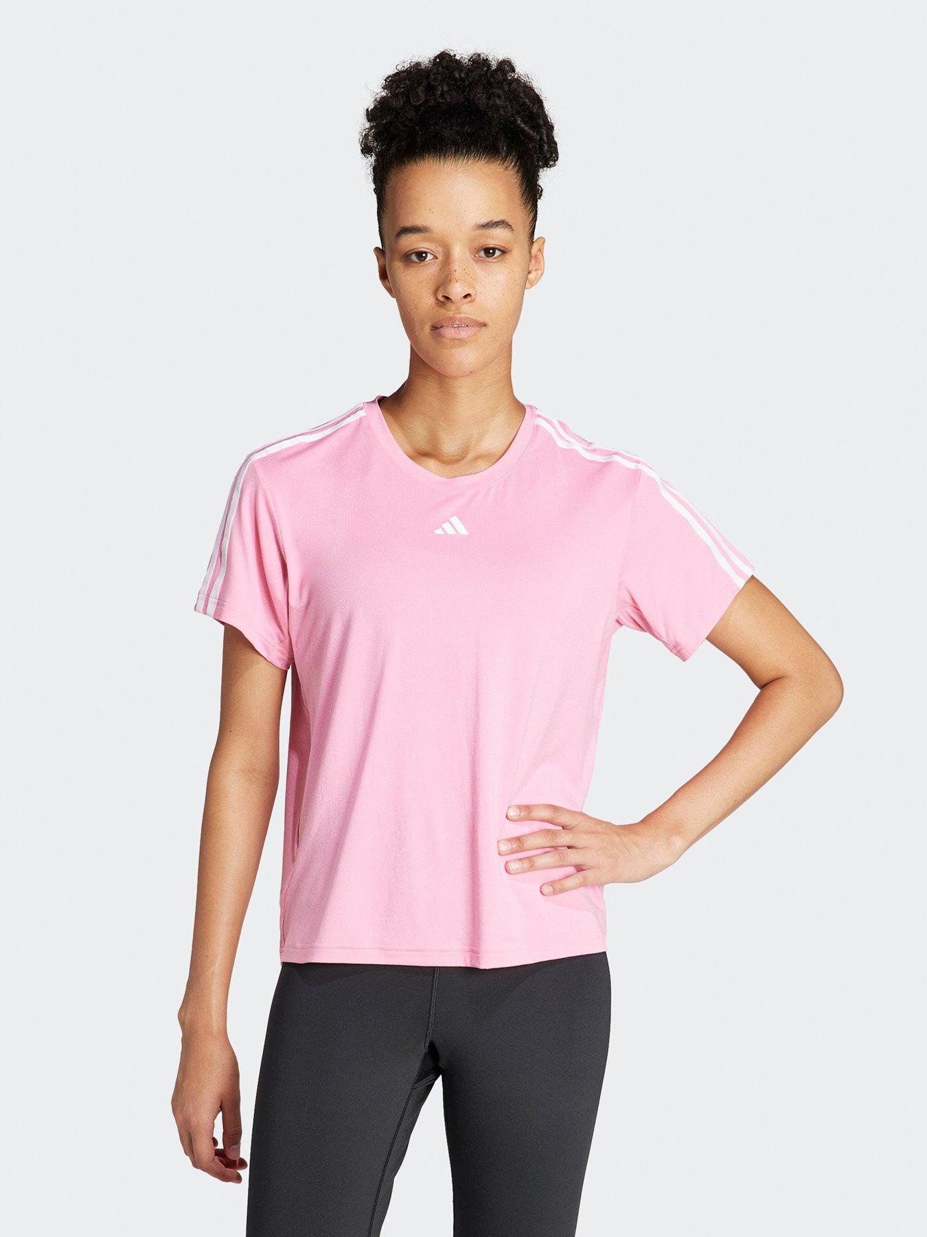 Womens Train Essentials 3 Stripe Tee Pink