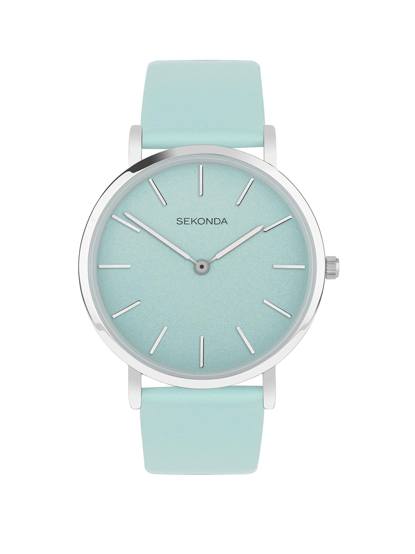 Product photograph of Sekonda Ladies Minimal Freya Light Green Leather Watch from very.co.uk