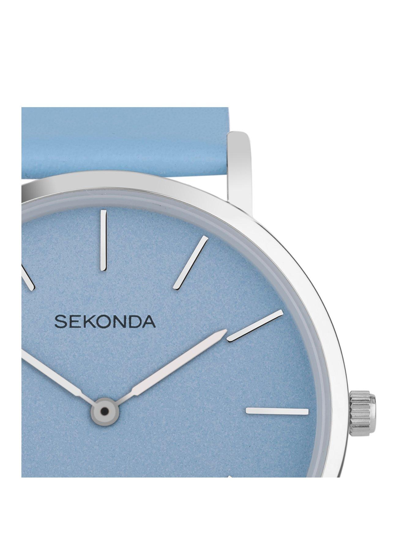 Sekonda Minimalist Freya Light Blue Leather Strap with Light Blue Dial ...