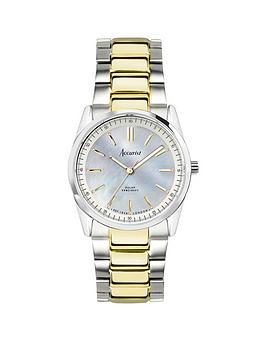 accurist ladies everyday solar two tone stainless steel bracelet 30mm watch