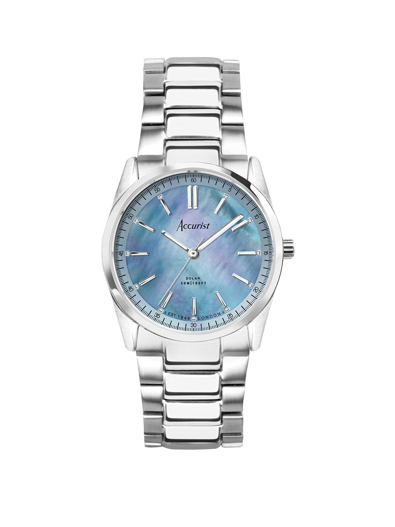 Product photograph of Accurist Ladies Everyday Solar Silver Stainless Steel Bracelet 30mm Watch from very.co.uk