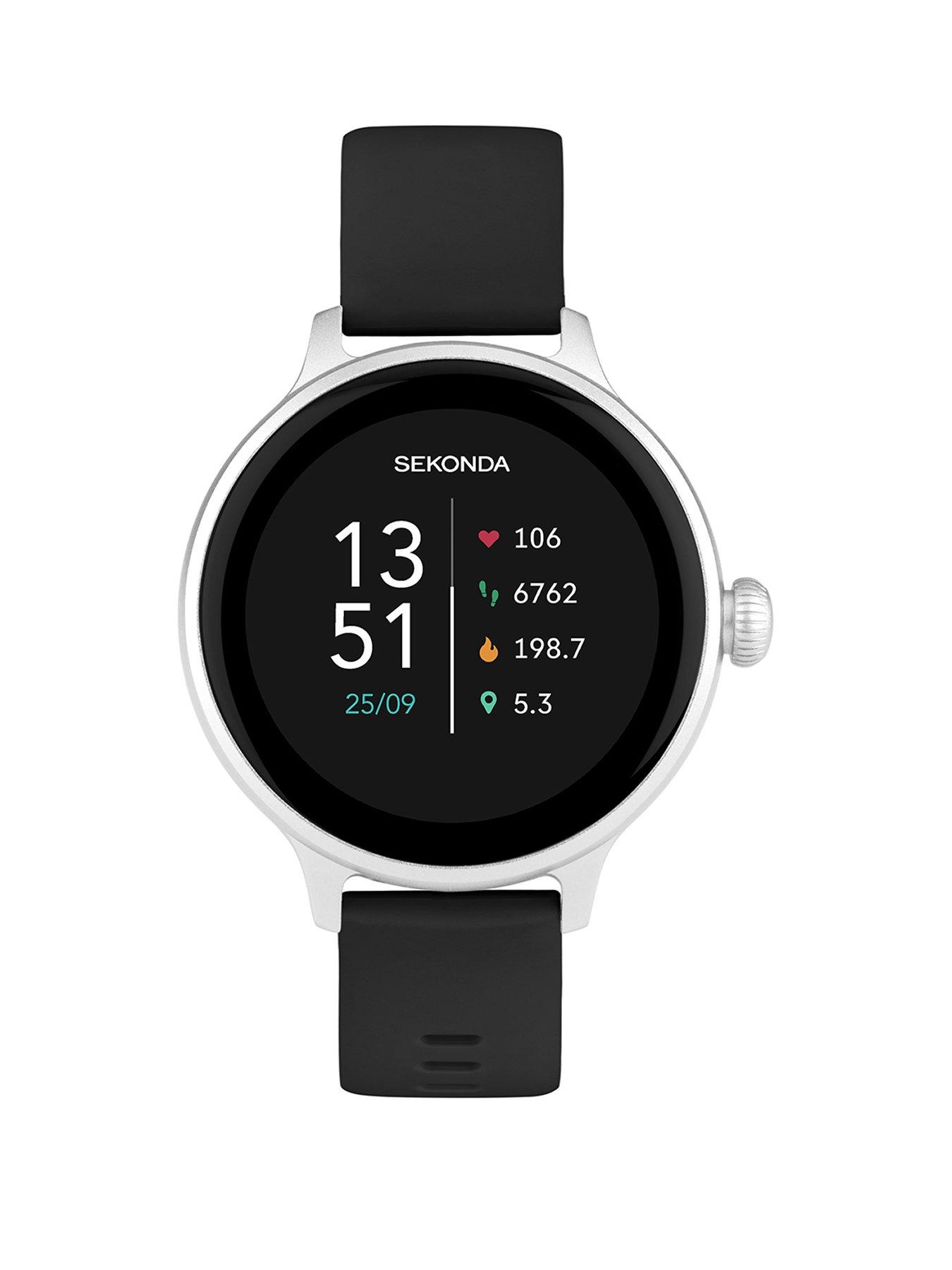 Product photograph of Sekonda Womens Connect Black Silicone Strap Smartwatch from very.co.uk