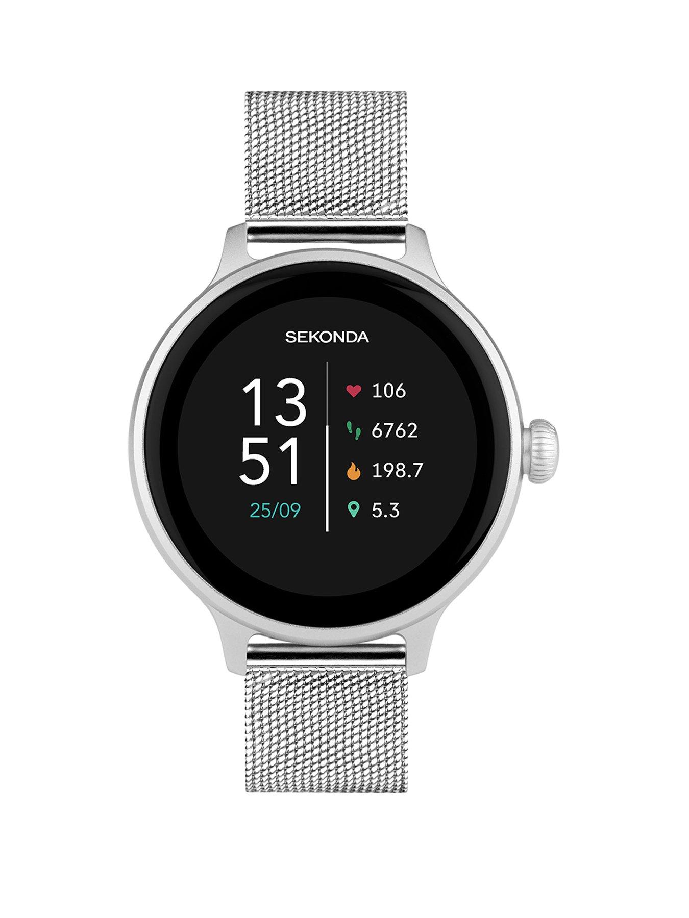 undefined Womens Connect Silver Stainless Steel Mesh Bracelet Smartwatch
