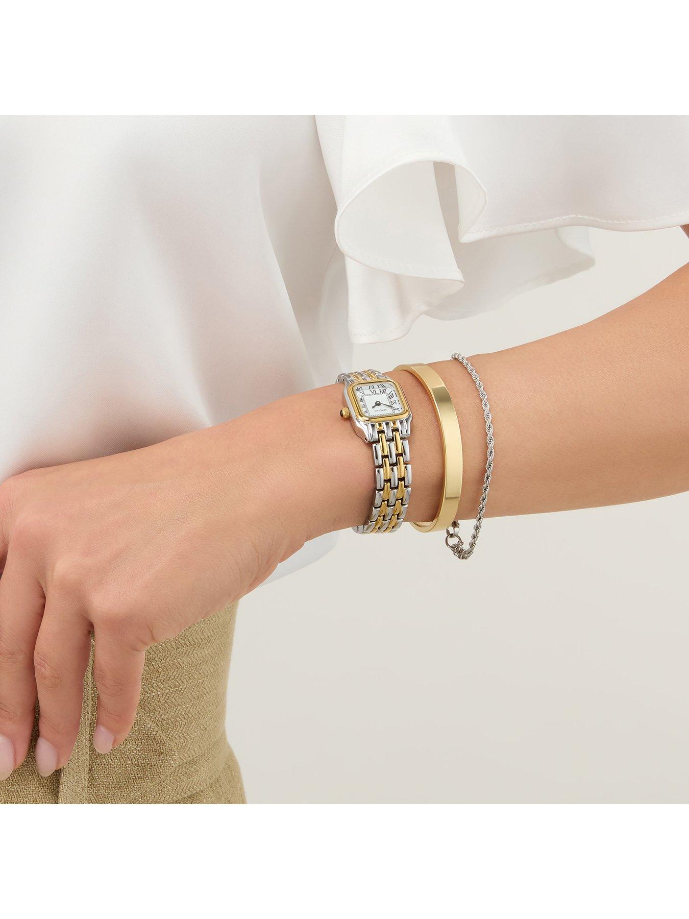 Image 2 of 3 of Sekonda Womens Monica Two Tone Bracelet with White Dial Analogue Watch and Matching Gold Bangle and Silver Bracelet Gift Set