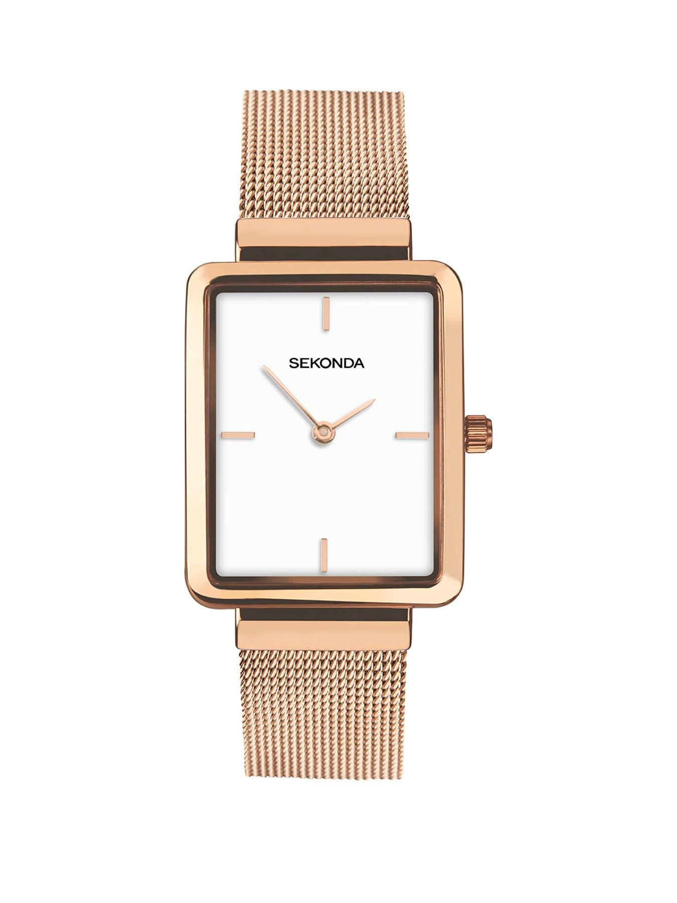 Product photograph of Sekonda Womens Classic Curtis Rose Gold Stainless Steel Bracelet With White Dial Analogue Watch from very.co.uk