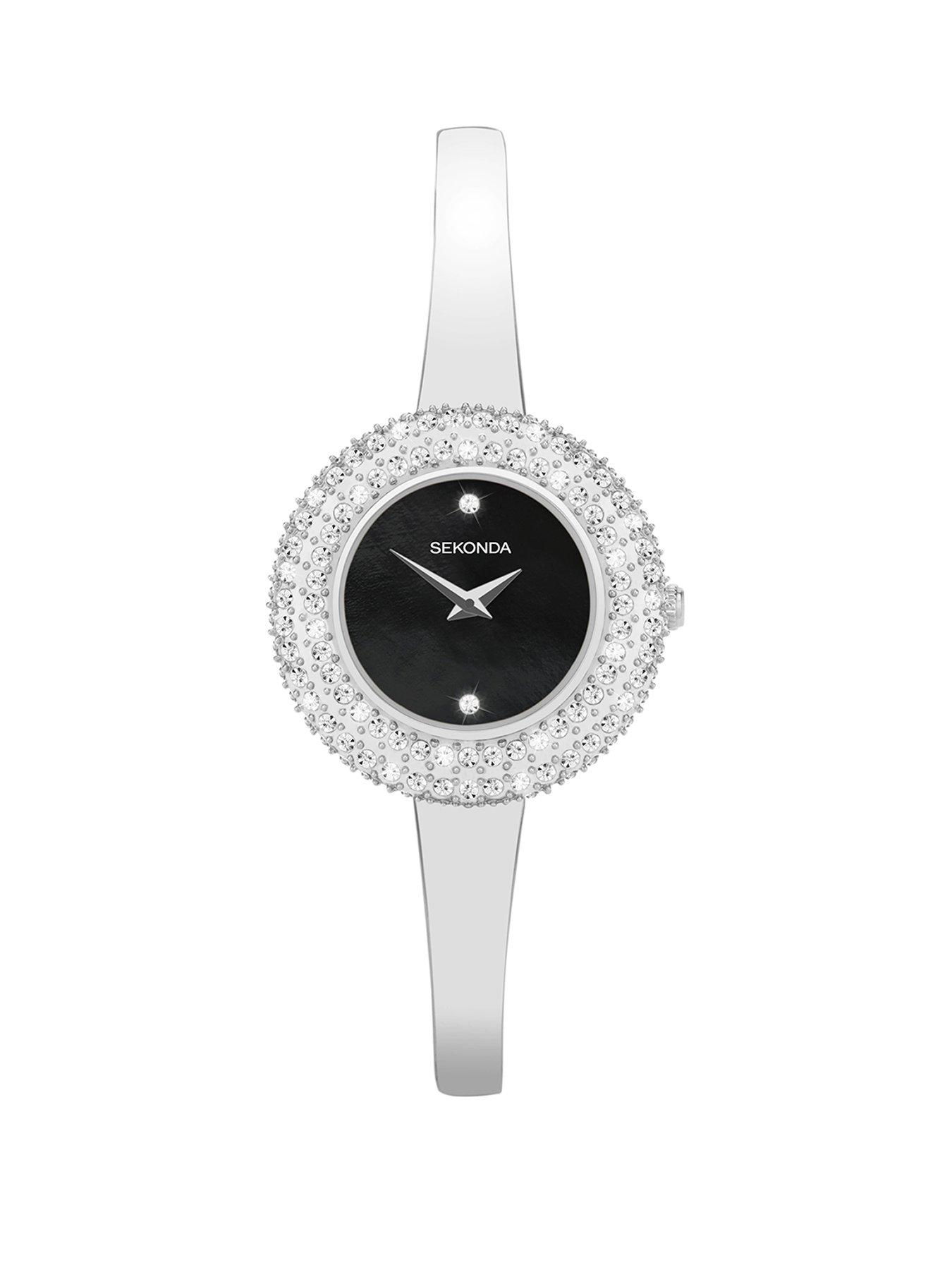 Product photograph of Sekonda Womens Dress Radiance Silver Brass With Black Dial Analogue Watch from very.co.uk