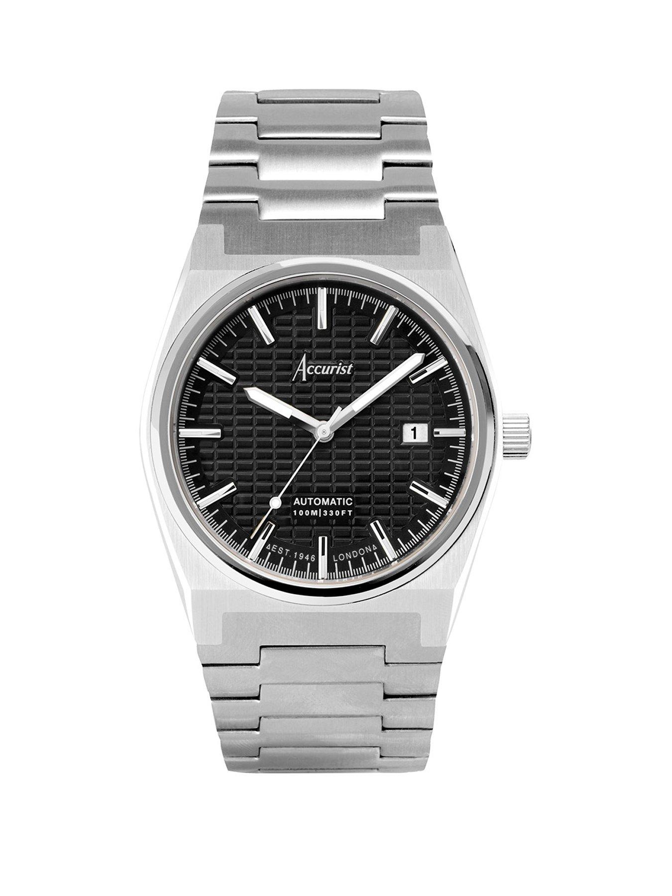 Product photograph of Accurist Men S Origin Automatic Silver Stainless Steel Bracelet 41mm Watch from very.co.uk