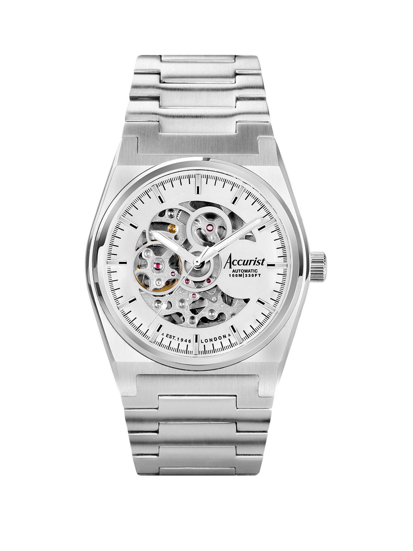 Accurist Men s Origin Skeleton Automatic Silver Stainless Steel